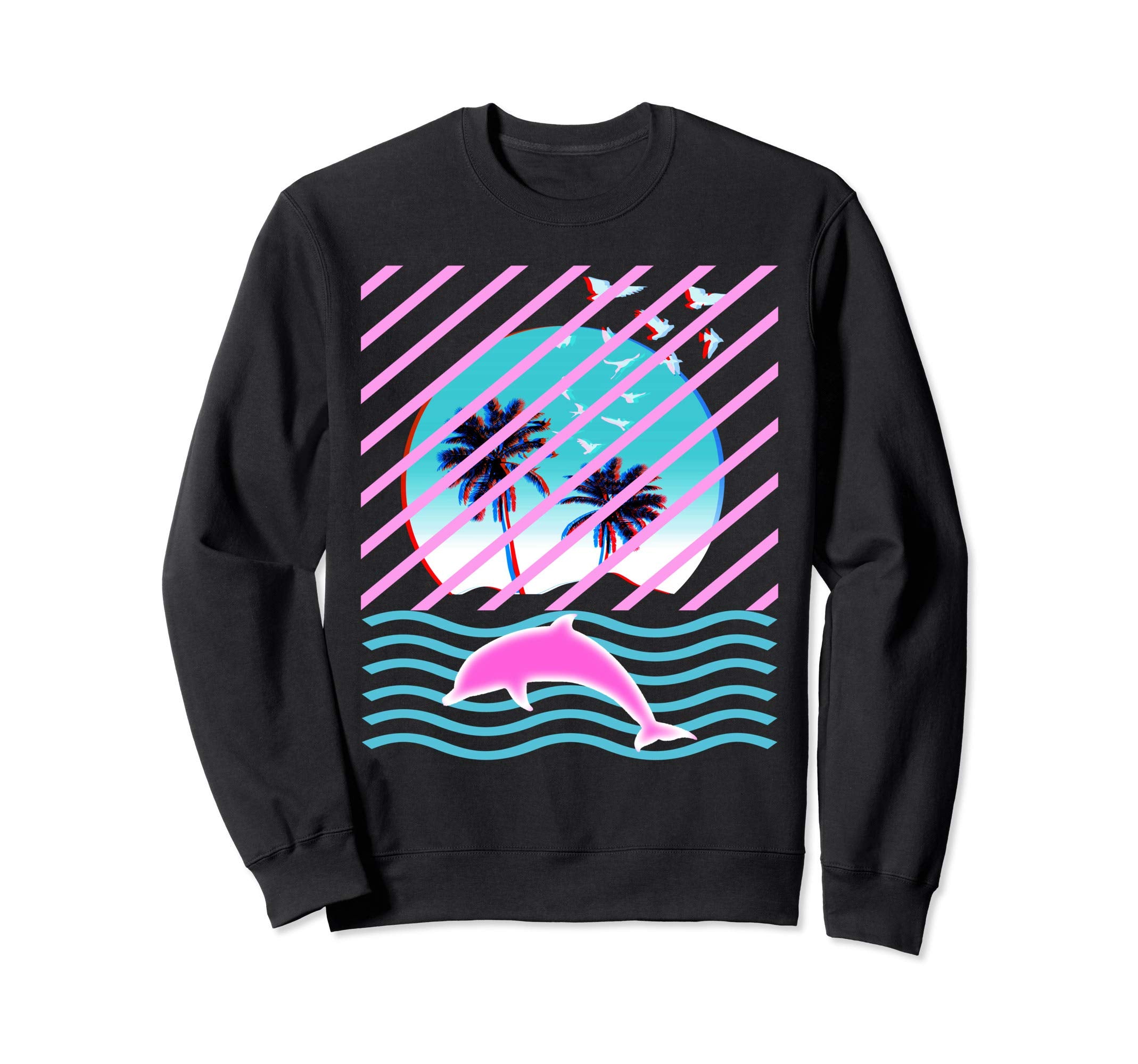 Aesthetic Vaporwave Dolphin Sweatshirt - Casual Everyday Wear Unisex - T-Shirt, Sweatshirt, Hoodie