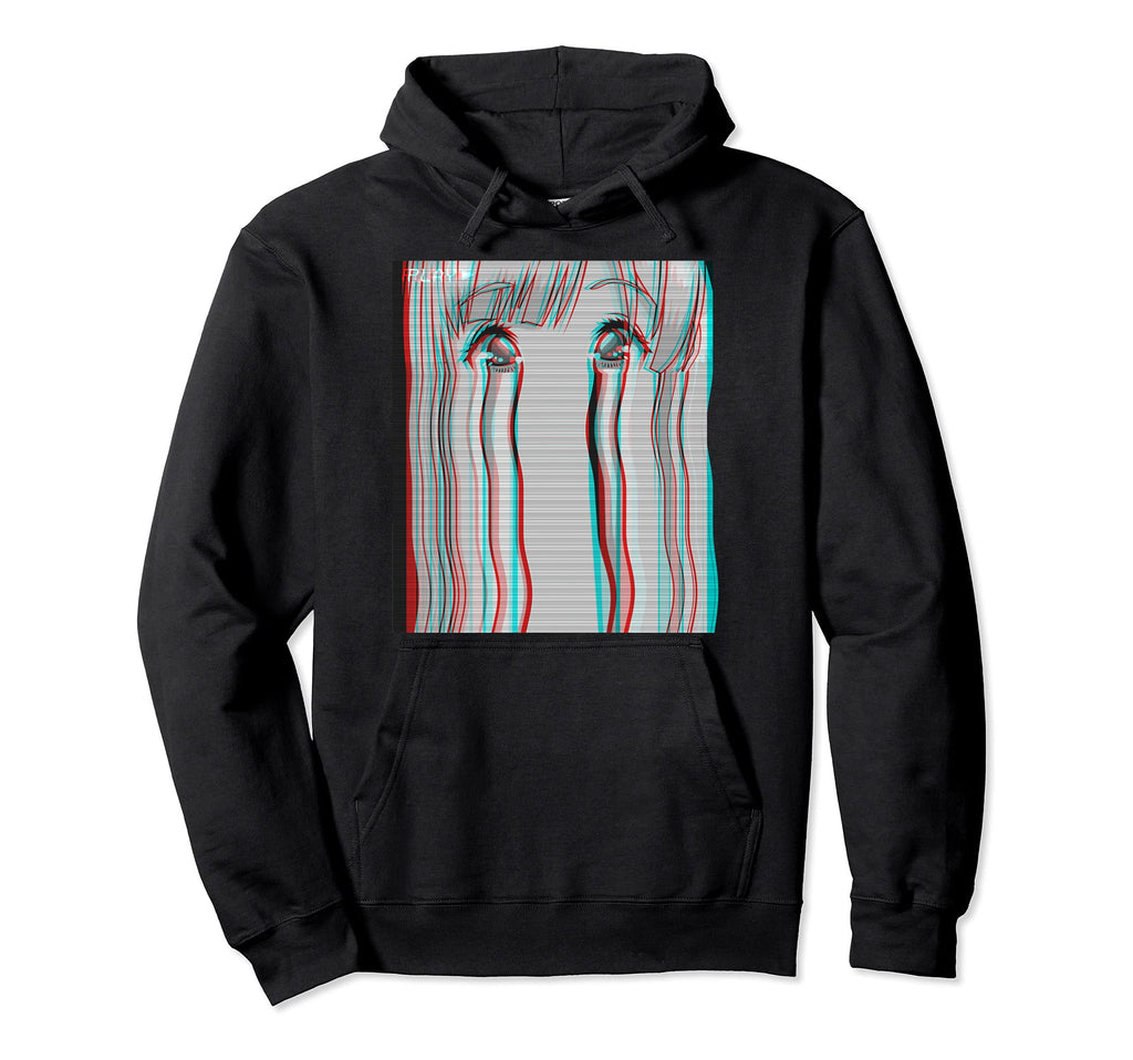 Sad Anime Anime Eyes Vaporwave Hoodie - Trendy Graphic for Adults - T-Shirt, Sweatshirt, Hoodie