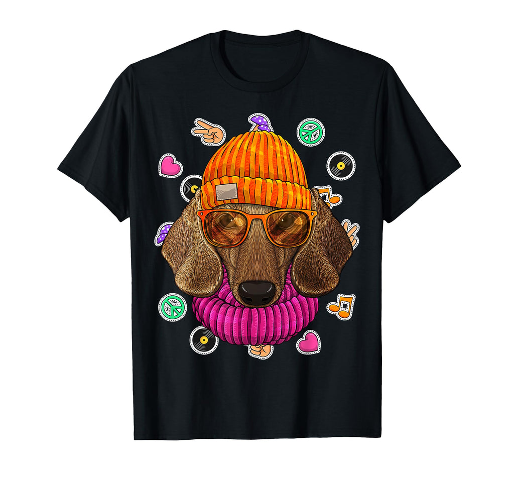 Hipster Dachshund Geek Nerd Glasses T-Shirt - Custom Art Print for Adults - T-Shirt, Sweatshirt, Hoodie