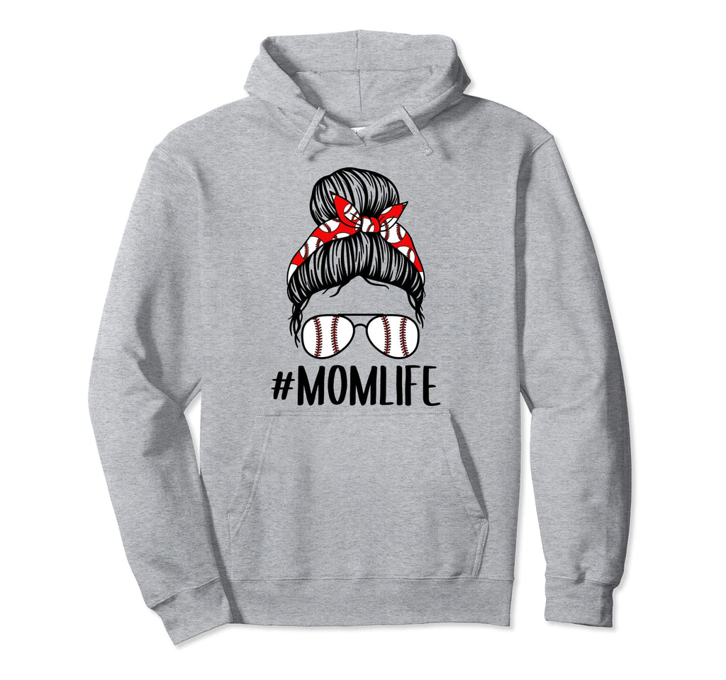 Momlife Messy Bun Baseball Mom Bandana Hoodie - Unique Graphic Men Women - T-Shirt, Sweatshirt, Hoodie
