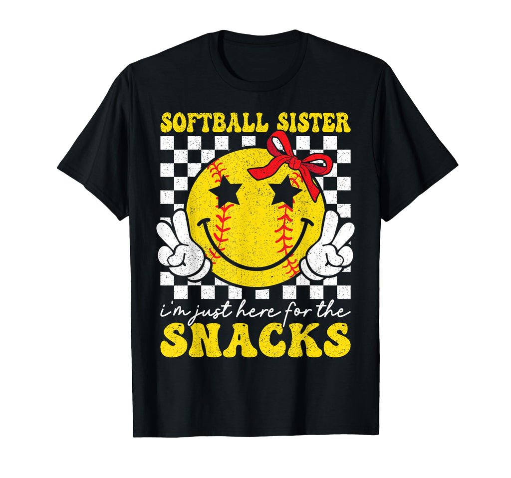 Groovy Softball Sister Im Just Here T-Shirt - Custom Art Print for Adults - T-Shirt, Sweatshirt, Hoodie