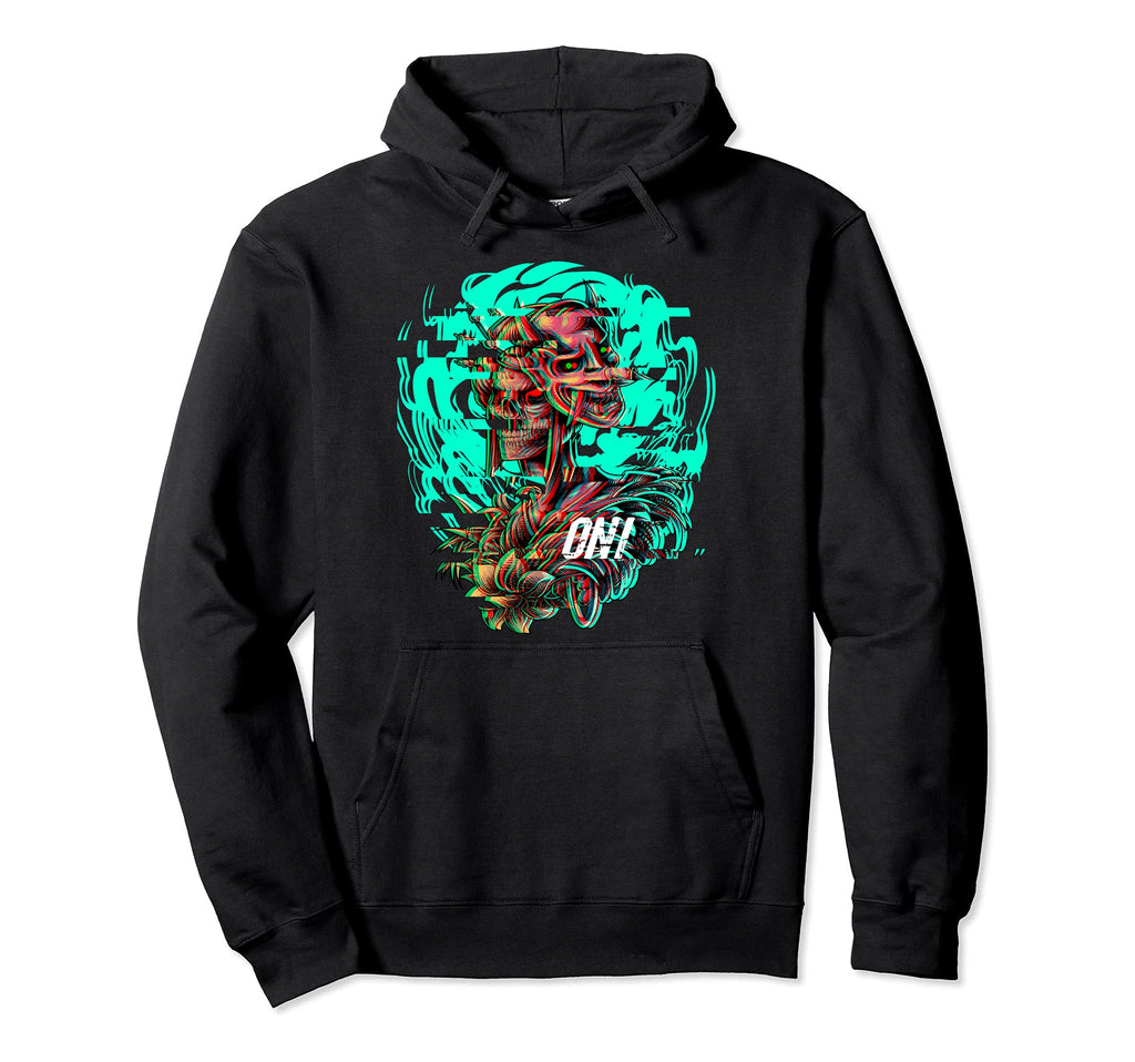 Japanese Anime Oni Mask Kitsune Hoodie - Custom Art Print Men Women - T-Shirt, Sweatshirt, Hoodie