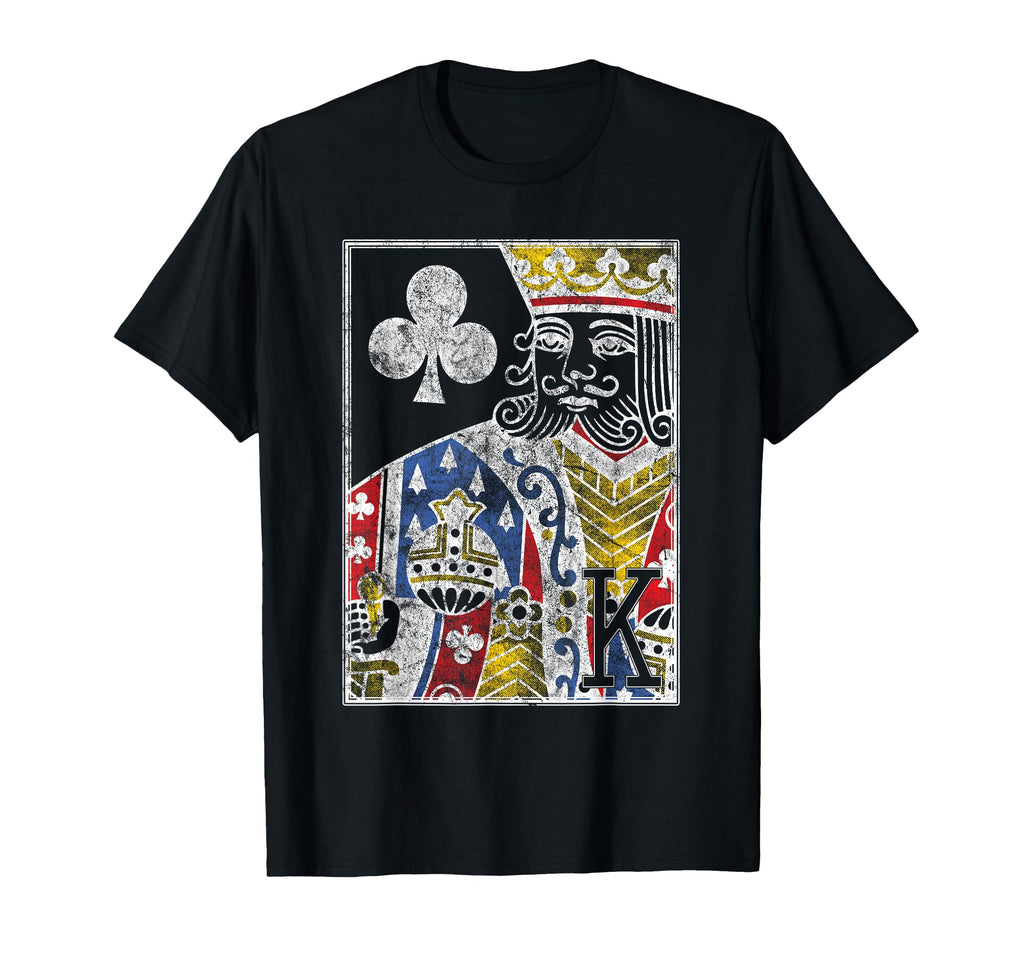 King Clubs Distressed Playing Card T-Shirt - Minimalist Print Unisex - T-Shirt, Sweatshirt, Hoodie