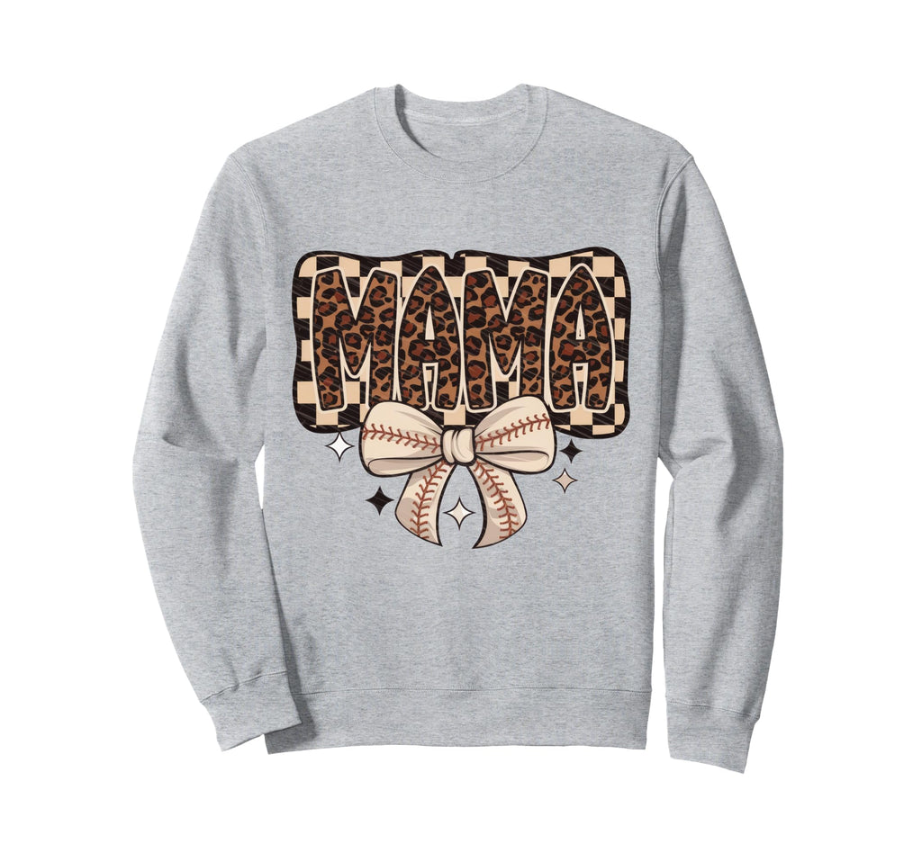 Leopard American Baseball Mom Mama Sweatshirt - Novelty Apparel for Adults - T-Shirt, Sweatshirt, Hoodie