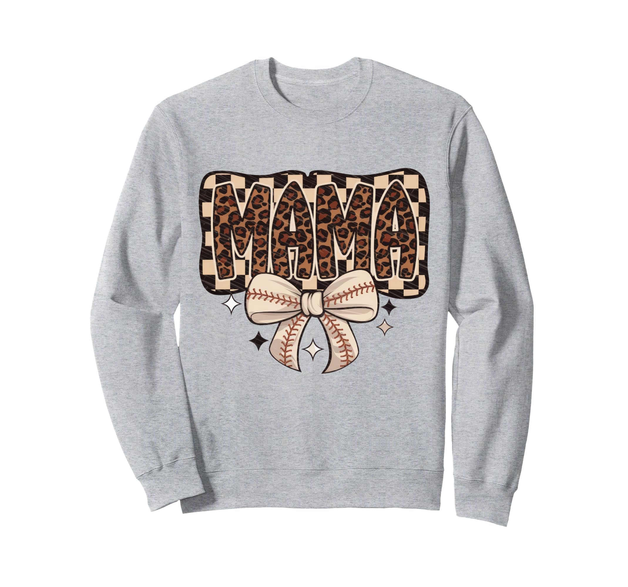 Leopard American Baseball Mom Mama Sweatshirt - Novelty Apparel for Adults - T-Shirt, Sweatshirt, Hoodie