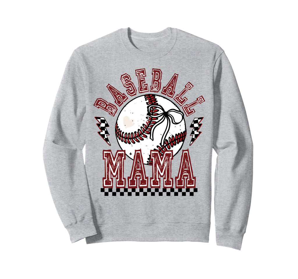 Checkered Baseball Mama Coquette Mom Sweatshirt - Graphic Print Unisex - T-Shirt, Sweatshirt, Hoodie