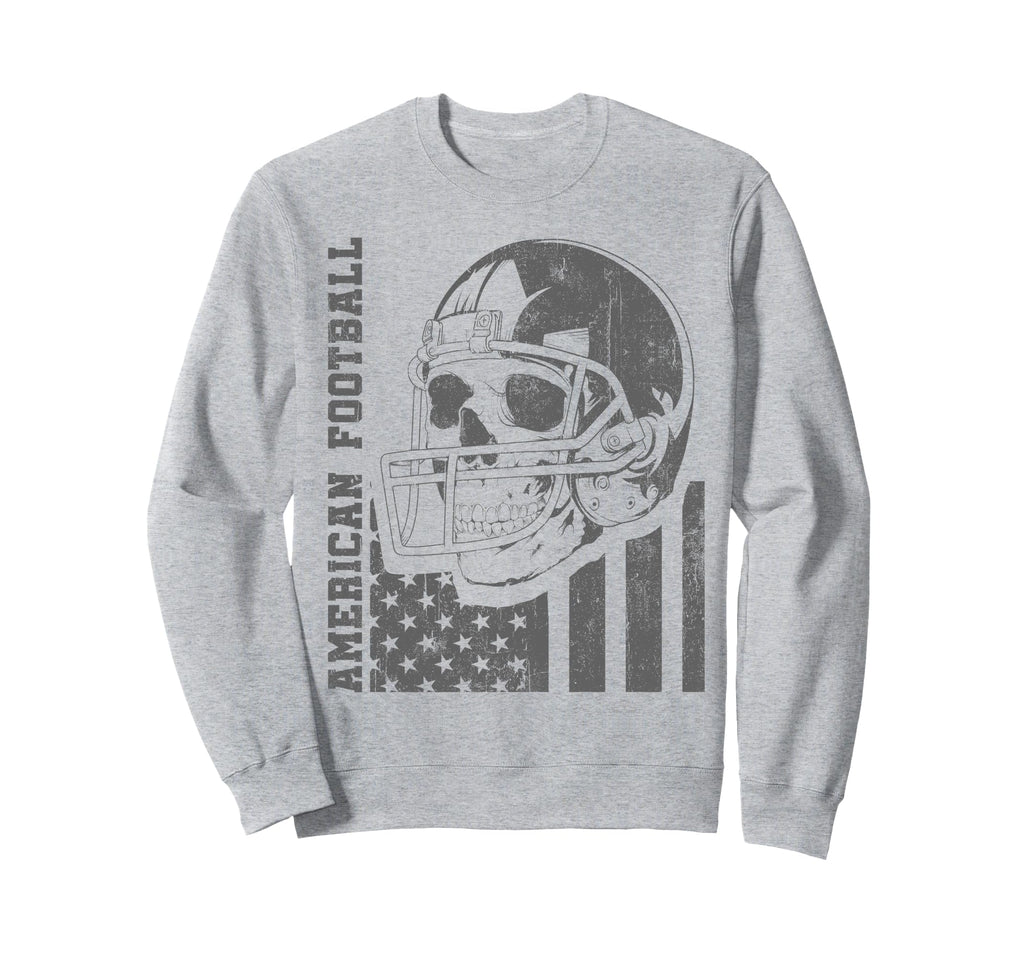 American Flag Football Skull Sweatshirt - Aesthetic Graphic Men Women - T-Shirt, Sweatshirt, Hoodie