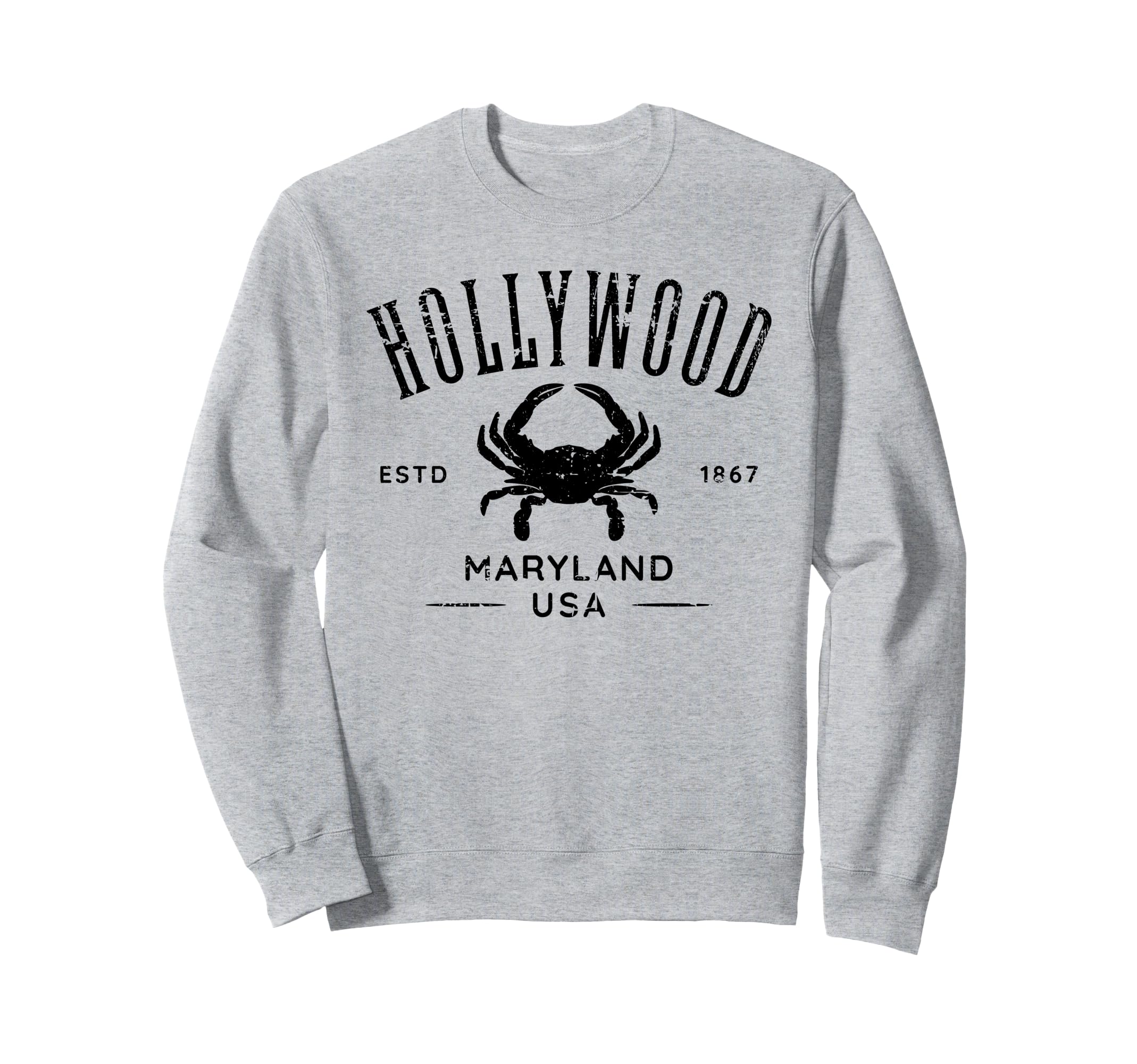 Hollywood Maryland Crab Distressed Sweatshirt - Graphic Print for Adults - T-Shirt, Sweatshirt, Hoodie