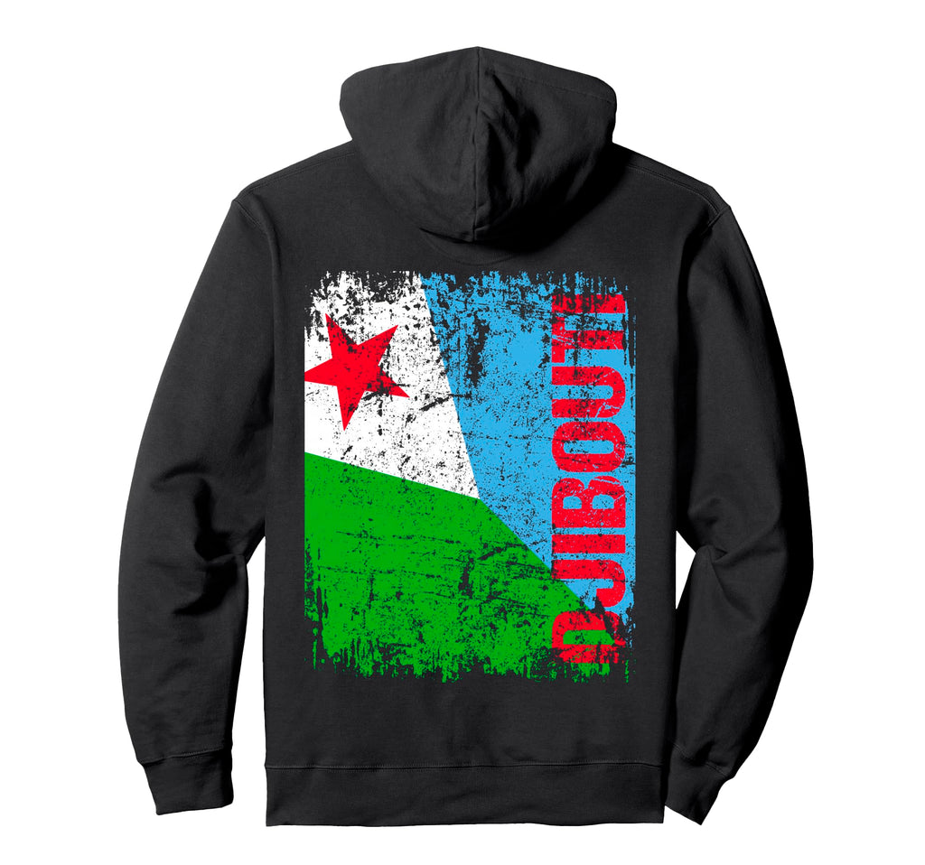 Djibouti Flag Distressed Djibouti Hoodie - Custom Art Print Men Women - T-Shirt, Sweatshirt, Hoodie