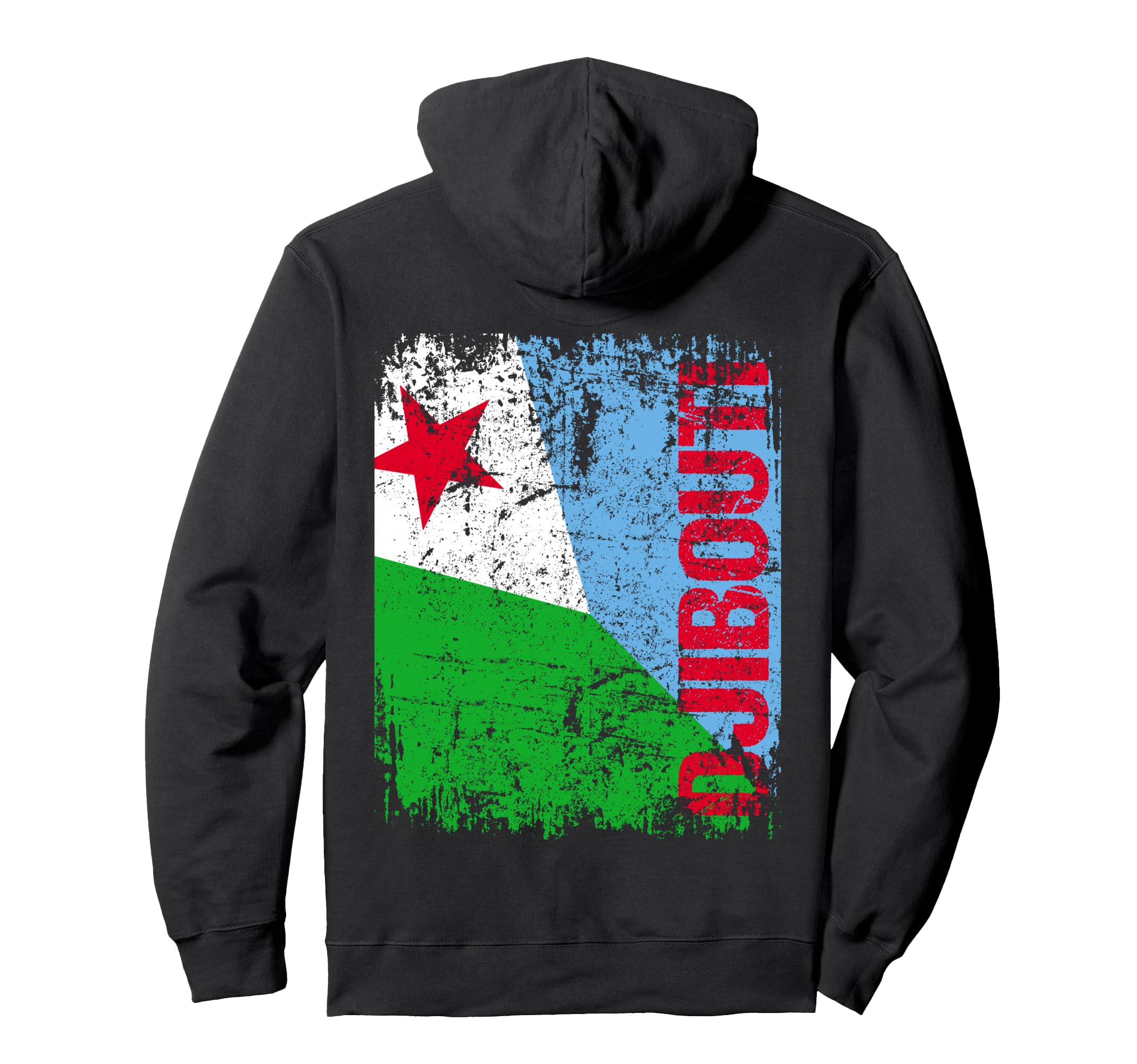 Djibouti Flag Distressed Djibouti Hoodie - Custom Art Print Men Women - T-Shirt, Sweatshirt, Hoodie