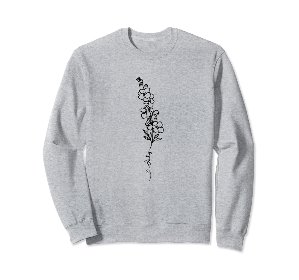 Trendy Boho Minimalist Drawing Larkspur Sweatshirt - Graphic Print Unisex - T-Shirt, Sweatshirt, Hoodie