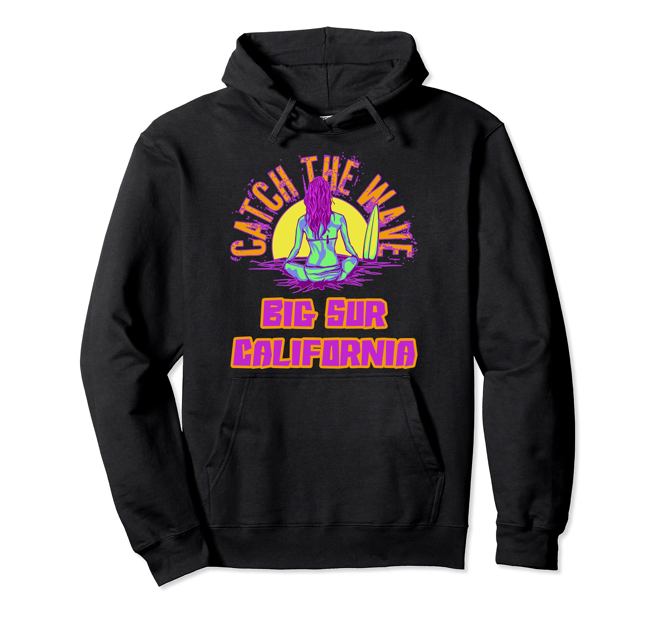 Big Sur California Surfing Vaporwave Hoodie - Graphic Print Unisex - T-Shirt, Sweatshirt, Hoodie