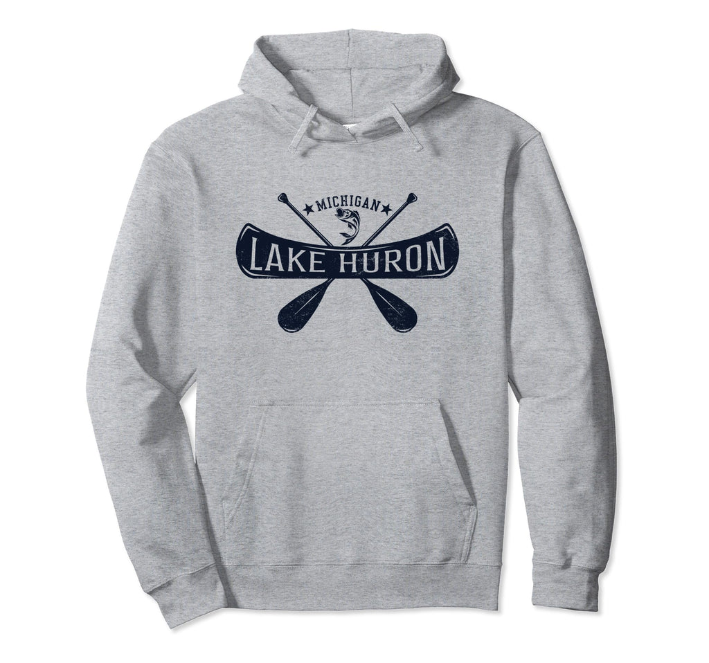 Lake Huron Michigan Distressed Hoodie - Minimalist Print for Adults - T-Shirt, Sweatshirt, Hoodie