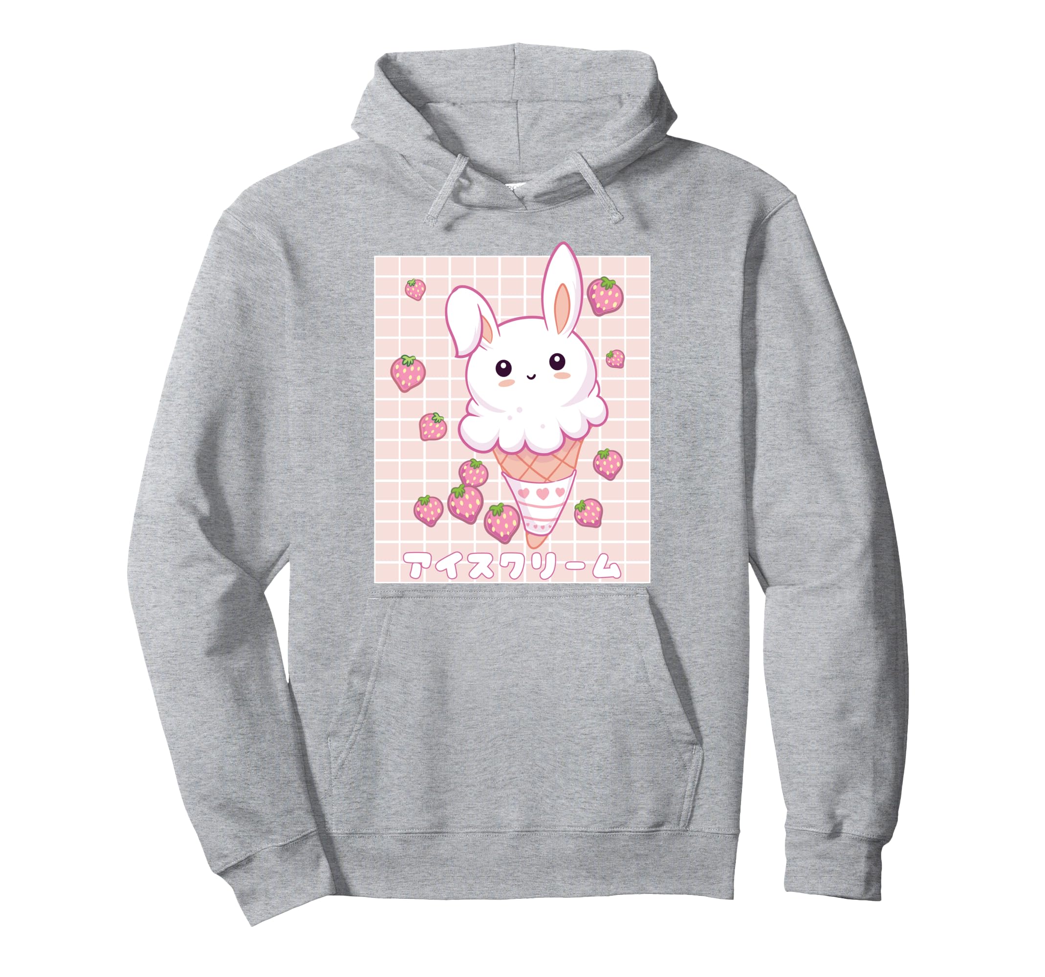Kawaii Aesthetic Strawberry Ice Cream Hoodie - Minimalist Print Men Women - T-Shirt, Sweatshirt, Hoodie