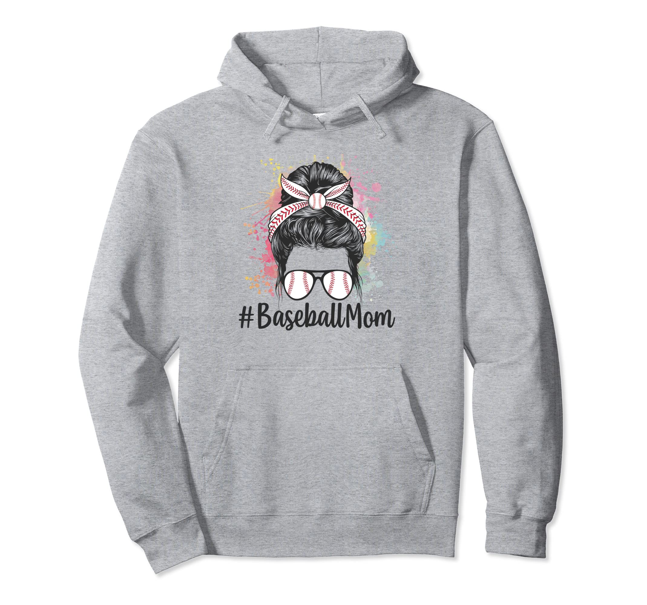 Messy Bun Baseball Mom Mother Hoodie - Minimalist Print for Adults - T-Shirt, Sweatshirt, Hoodie