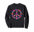 Peace Sign Symbol Flowers 60S 70S Sweatshirt - Graphic Print Men Women - T-Shirt, Sweatshirt, Hoodie