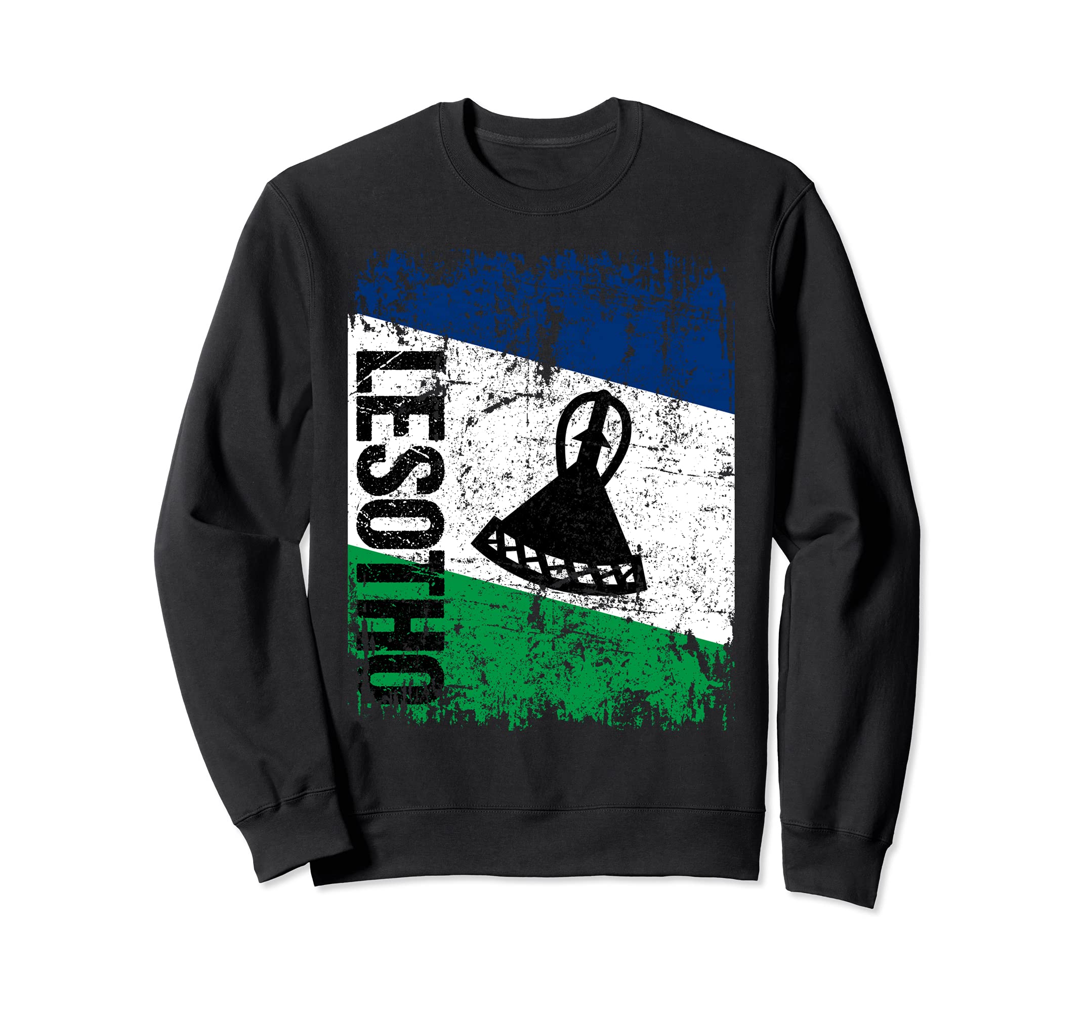 Lesotho Flag Distressed Lesotho Sweatshirt - Streetwear Style Unisex - T-Shirt, Sweatshirt, Hoodie