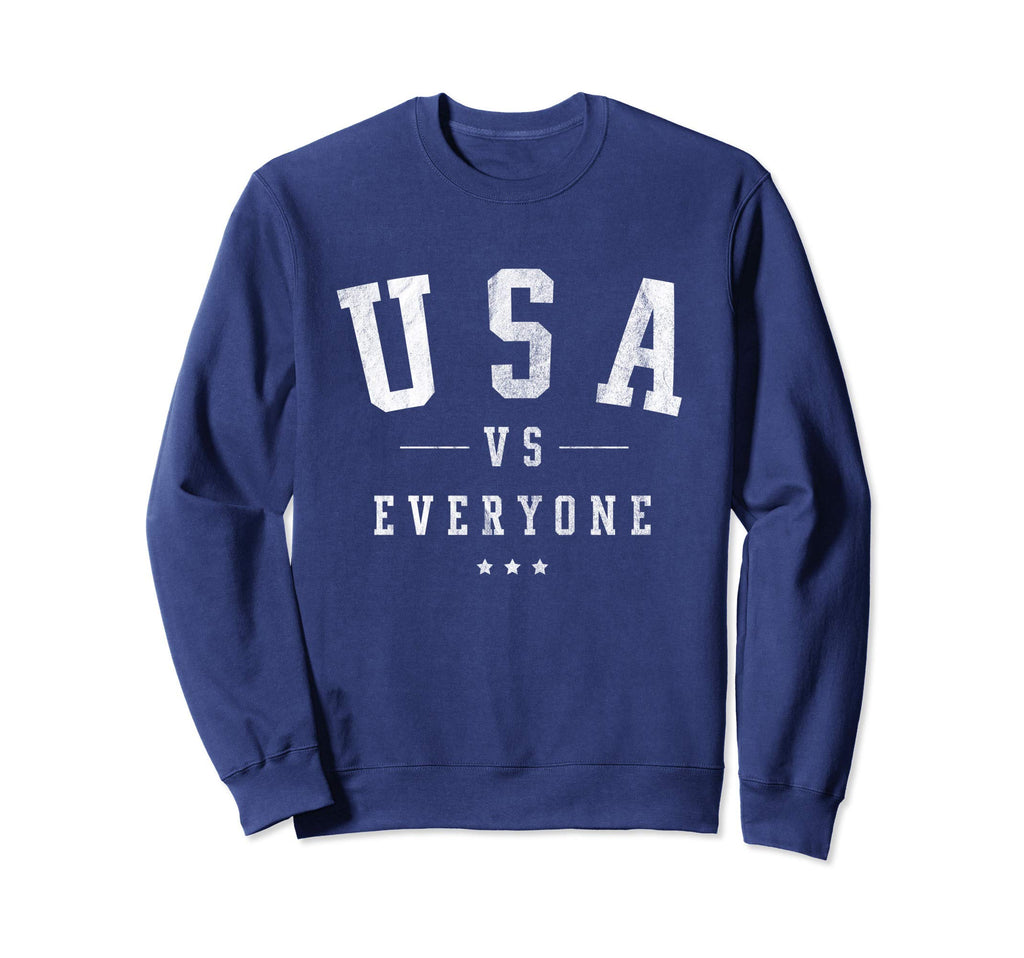 Usa Vs Everyone 4Th July Distressed Sweatshirt - Fun Novelty Design Unisex - T-Shirt, Sweatshirt, Hoodie