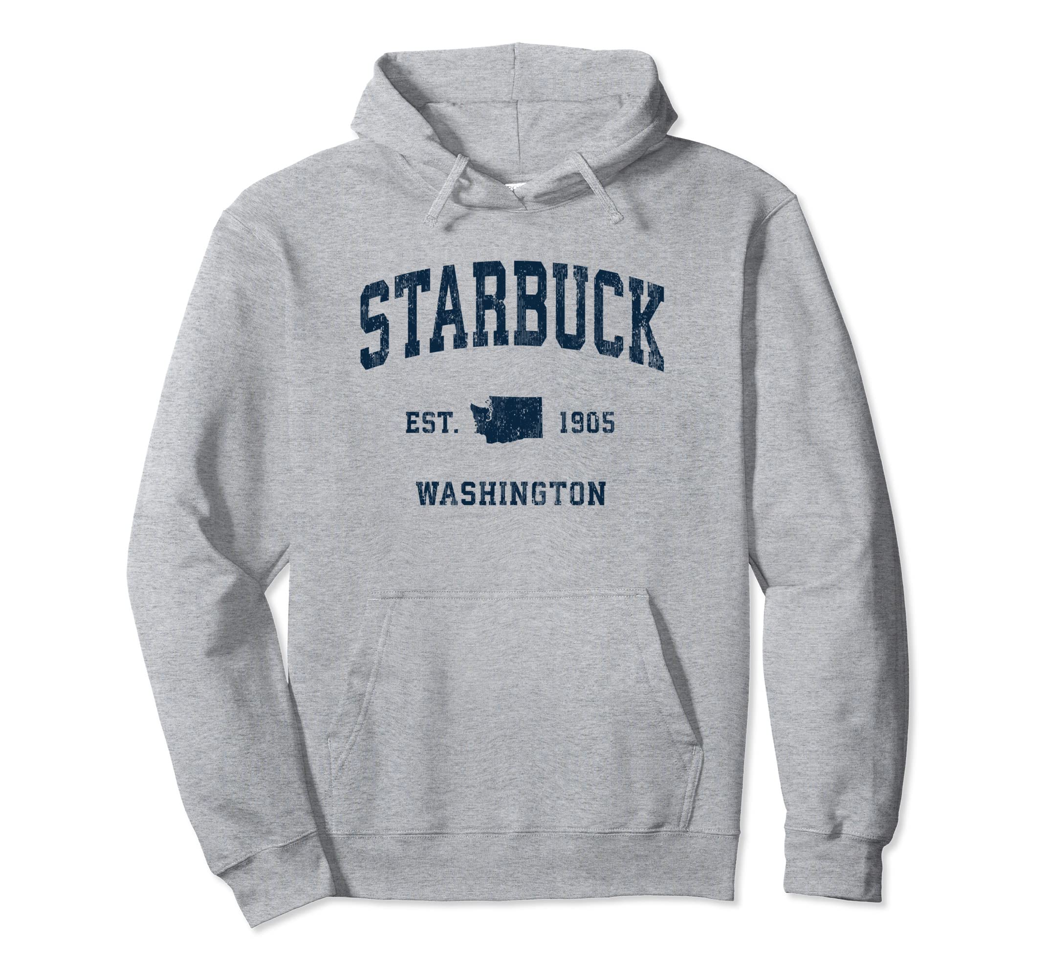 Starbuck Washington Wa Athletic Navy Hoodie - Novelty Apparel for Adults - T-Shirt, Sweatshirt, Hoodie