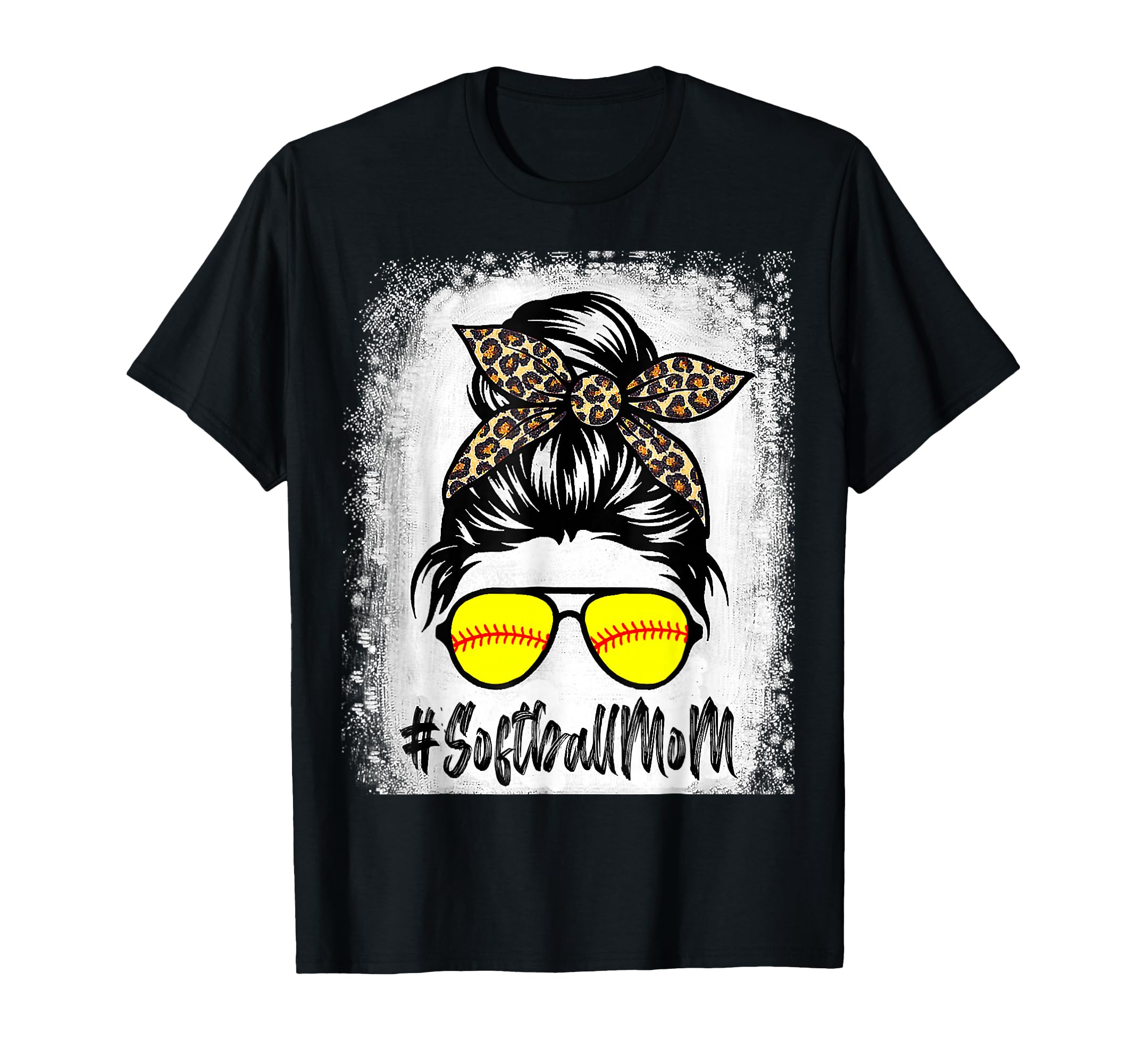 Bleached Softball Mom Life Leopard And T-Shirt - Streetwear Style Unisex - T-Shirt, Sweatshirt, Hoodie