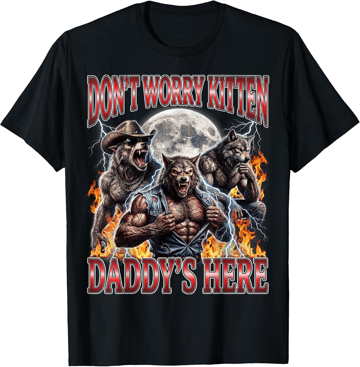 Daddy Wolf Alpha Cringe Vintage Bootleg - Adult & Kids T-Shirts, Sweatshirts & Hoodies apparel design preview 1