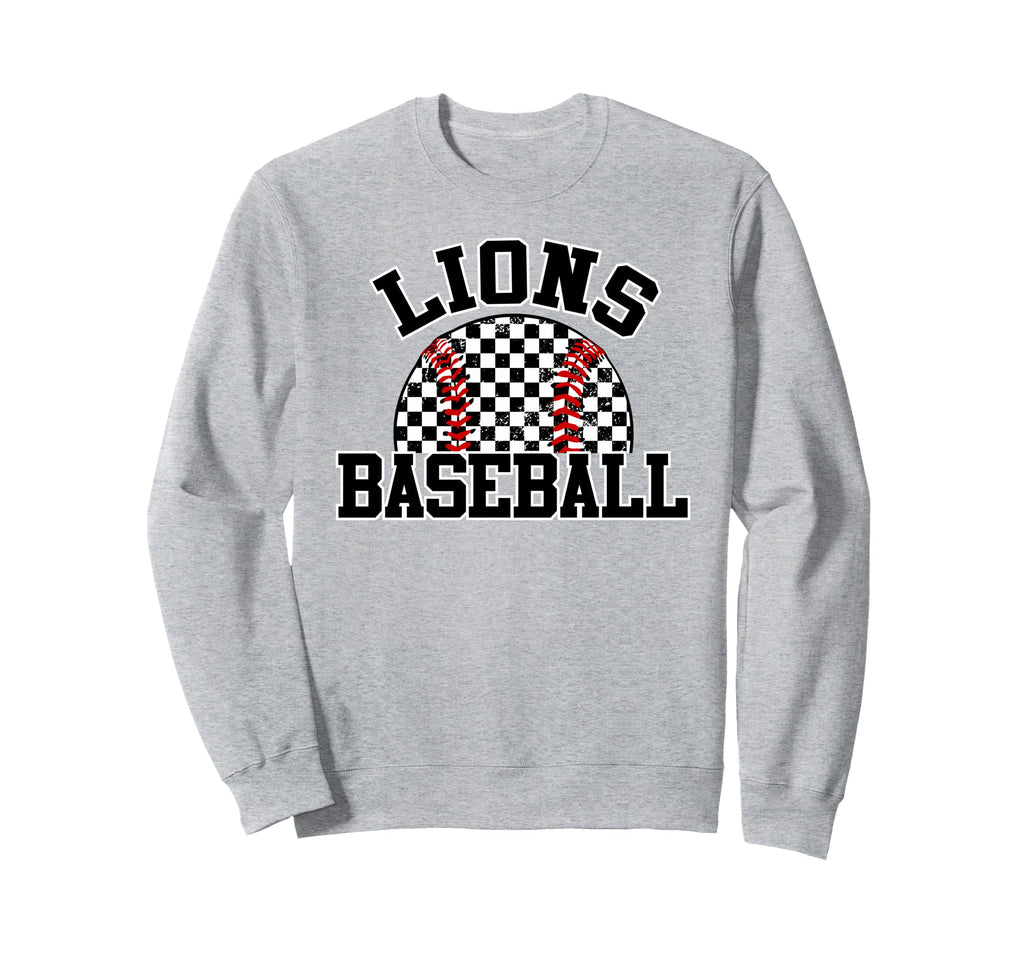 Lions Baseball Checkered Lion Sweatshirt - Custom Art Print Unisex - T-Shirt, Sweatshirt, Hoodie