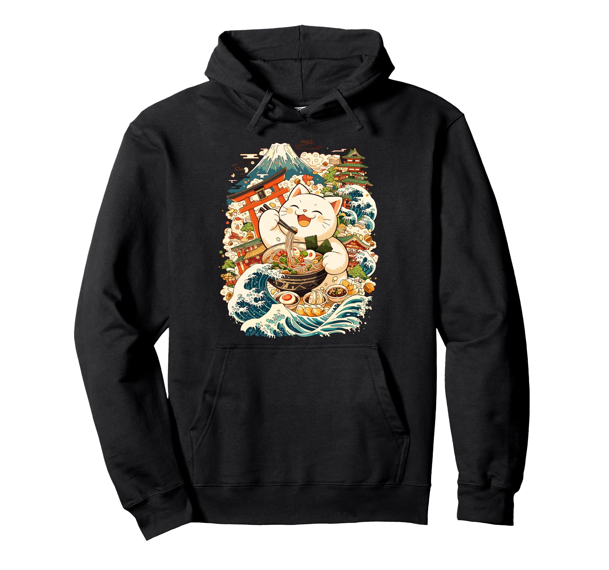 Cat Ramen Aesthetic Japanese Hoodie - Aesthetic Graphic for Adults - T-Shirt, Sweatshirt, Hoodie