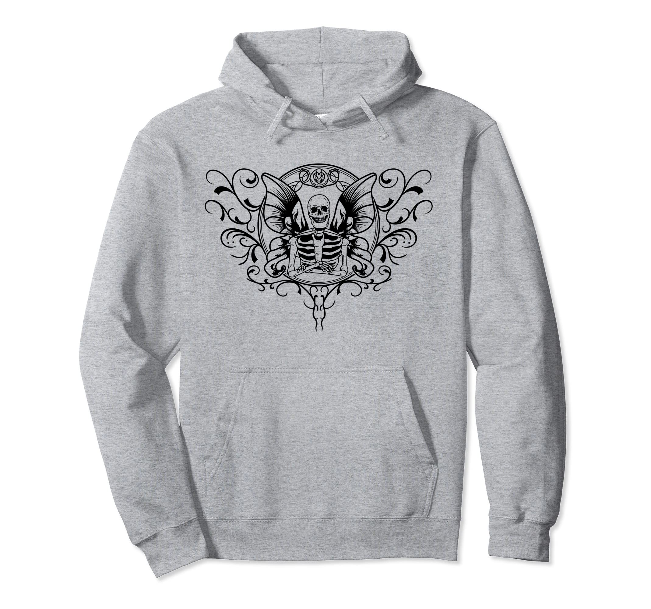 Skeleton Fairy Wings Dark Grunge Hoodie - Aesthetic Graphic for Adults - T-Shirt, Sweatshirt, Hoodie