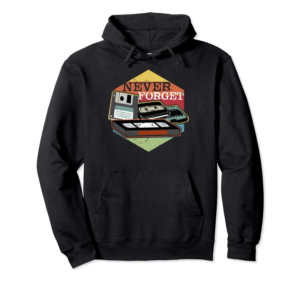 Never Forget Vhs Floppy Disc And Hoodie - Fun Novelty Design Unisex - T-Shirt, Sweatshirt, Hoodie