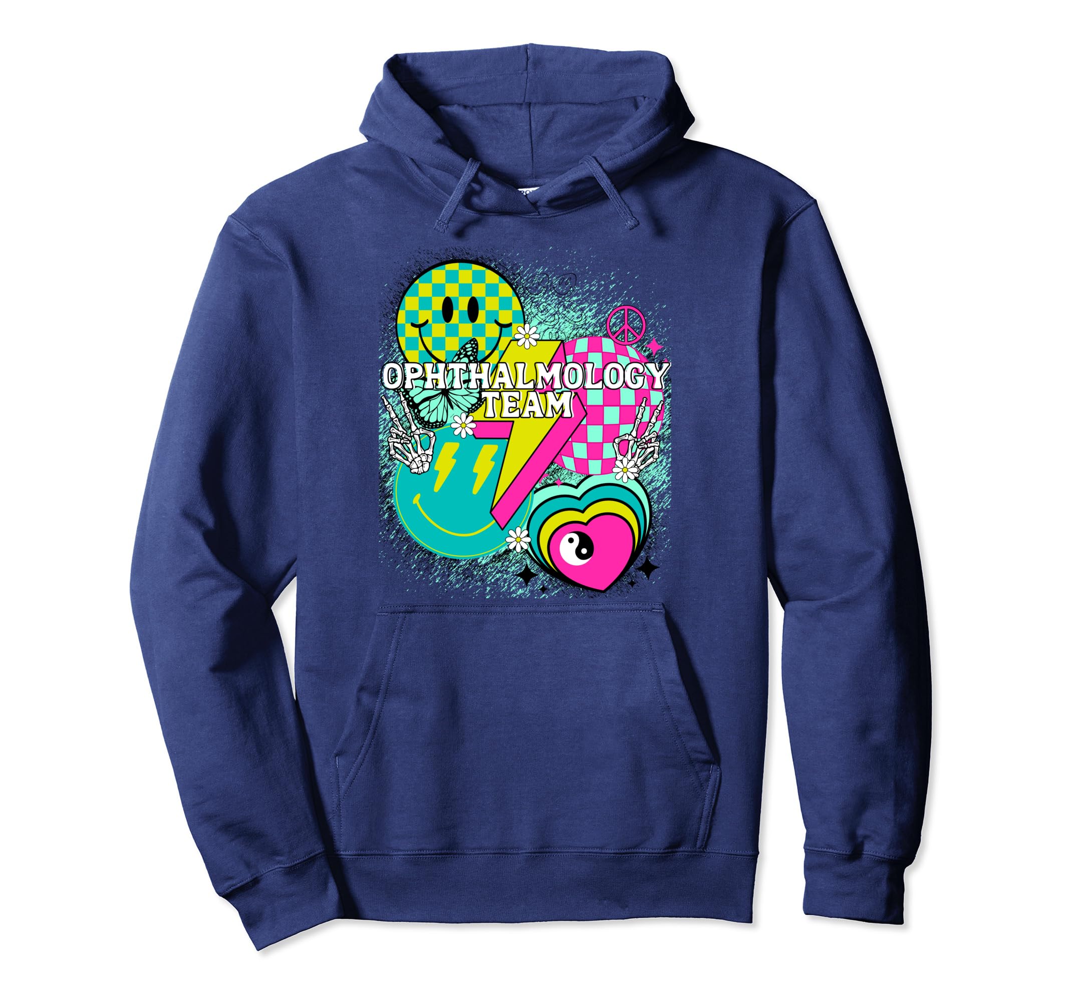 Ophthalmology Team Nurse Happy Y2K Hoodie - Minimalist Print for Adults - T-Shirt, Sweatshirt, Hoodie