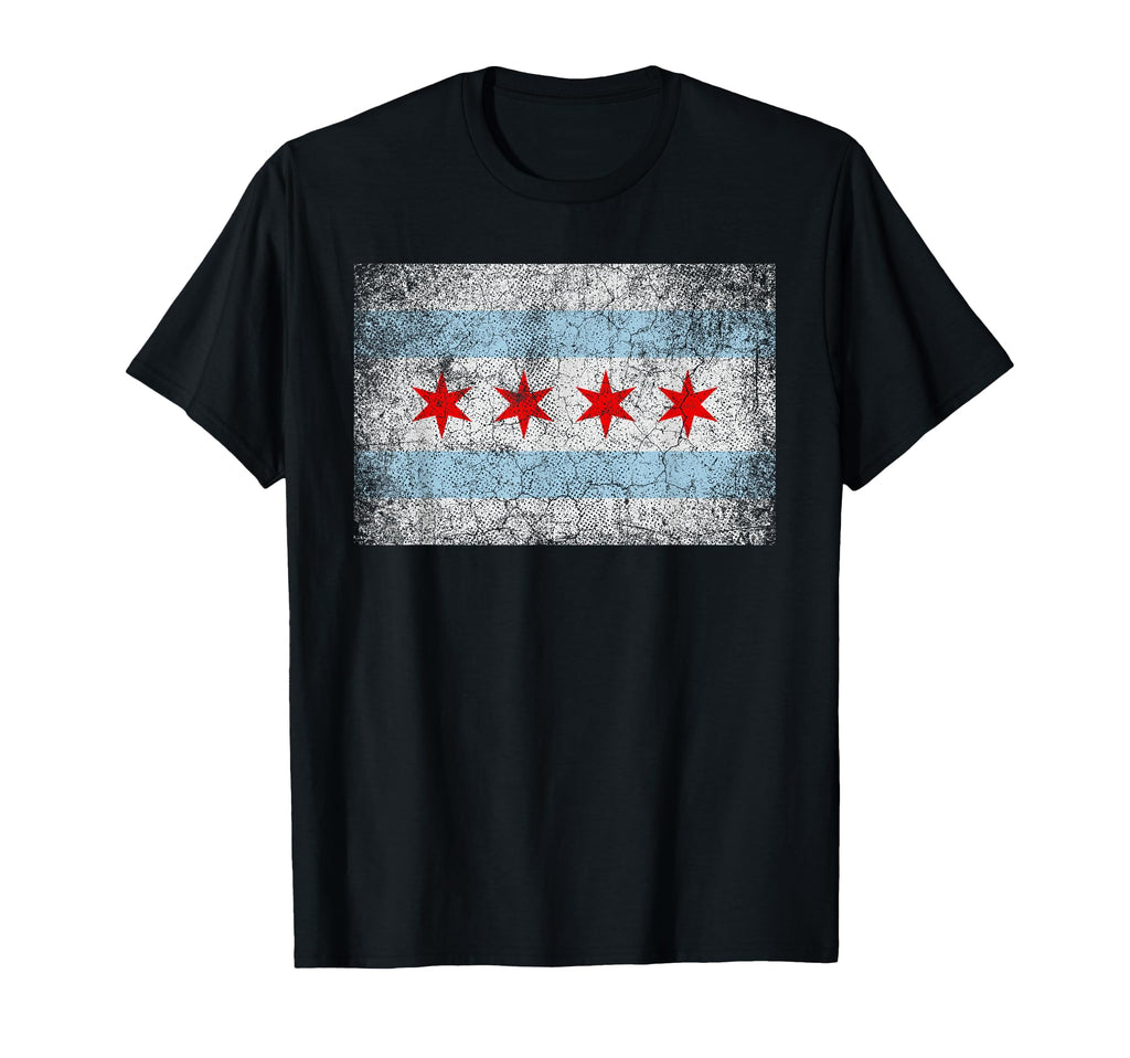 Chicago Flag Distressed Pride Gift T-Shirt - Unique Graphic for Adults - T-Shirt, Sweatshirt, Hoodie