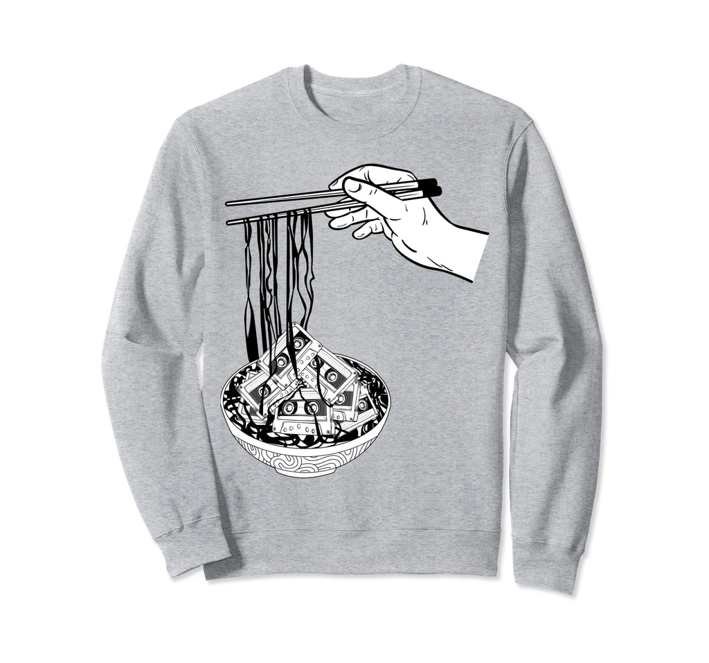 Chopsticks Hands Ramen Bowl Cassette Sweatshirt - Custom Art Print Unisex - T-Shirt, Sweatshirt, Hoodie