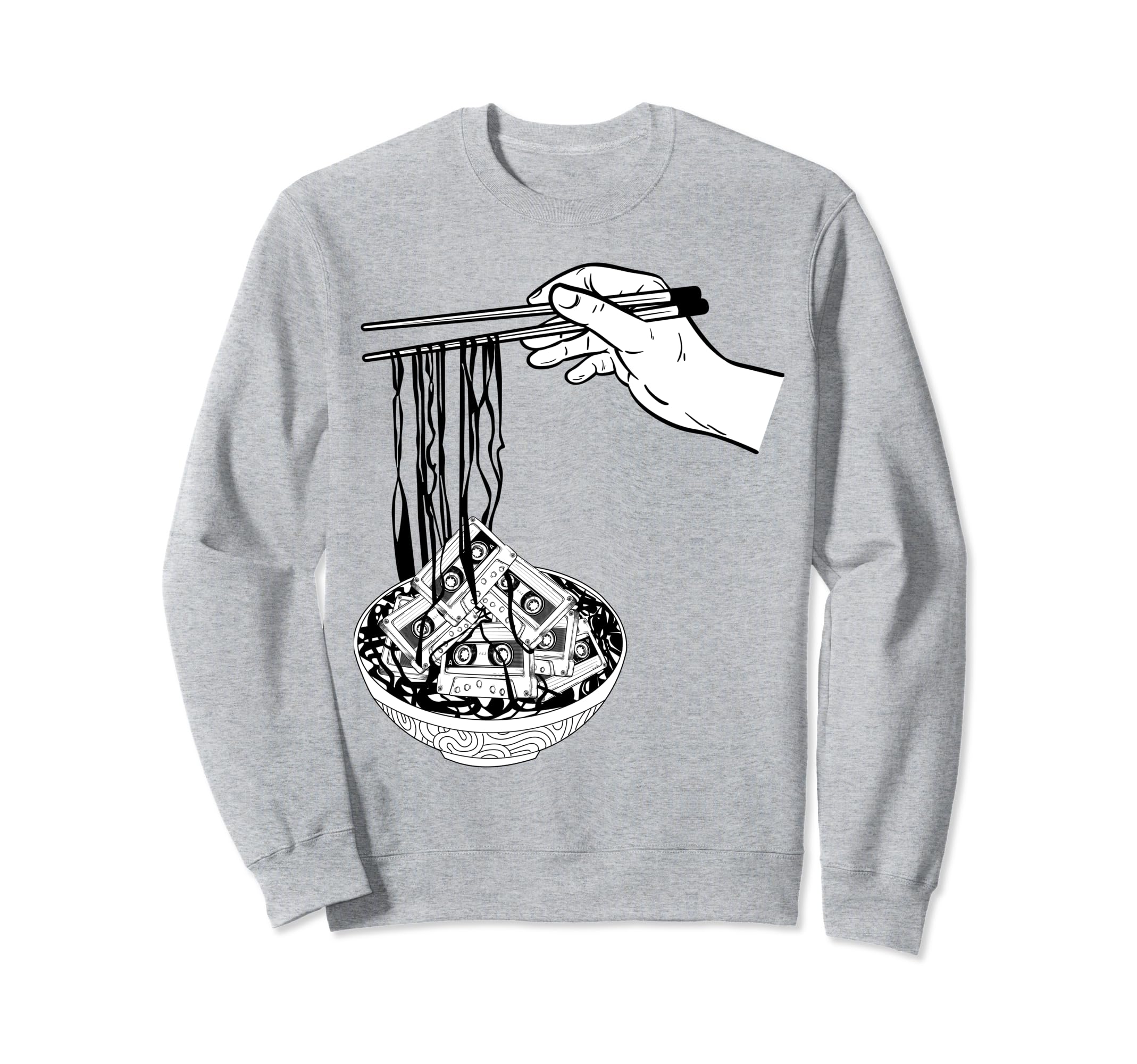 Chopsticks Hands Ramen Bowl Cassette Sweatshirt - Custom Art Print Unisex - T-Shirt, Sweatshirt, Hoodie