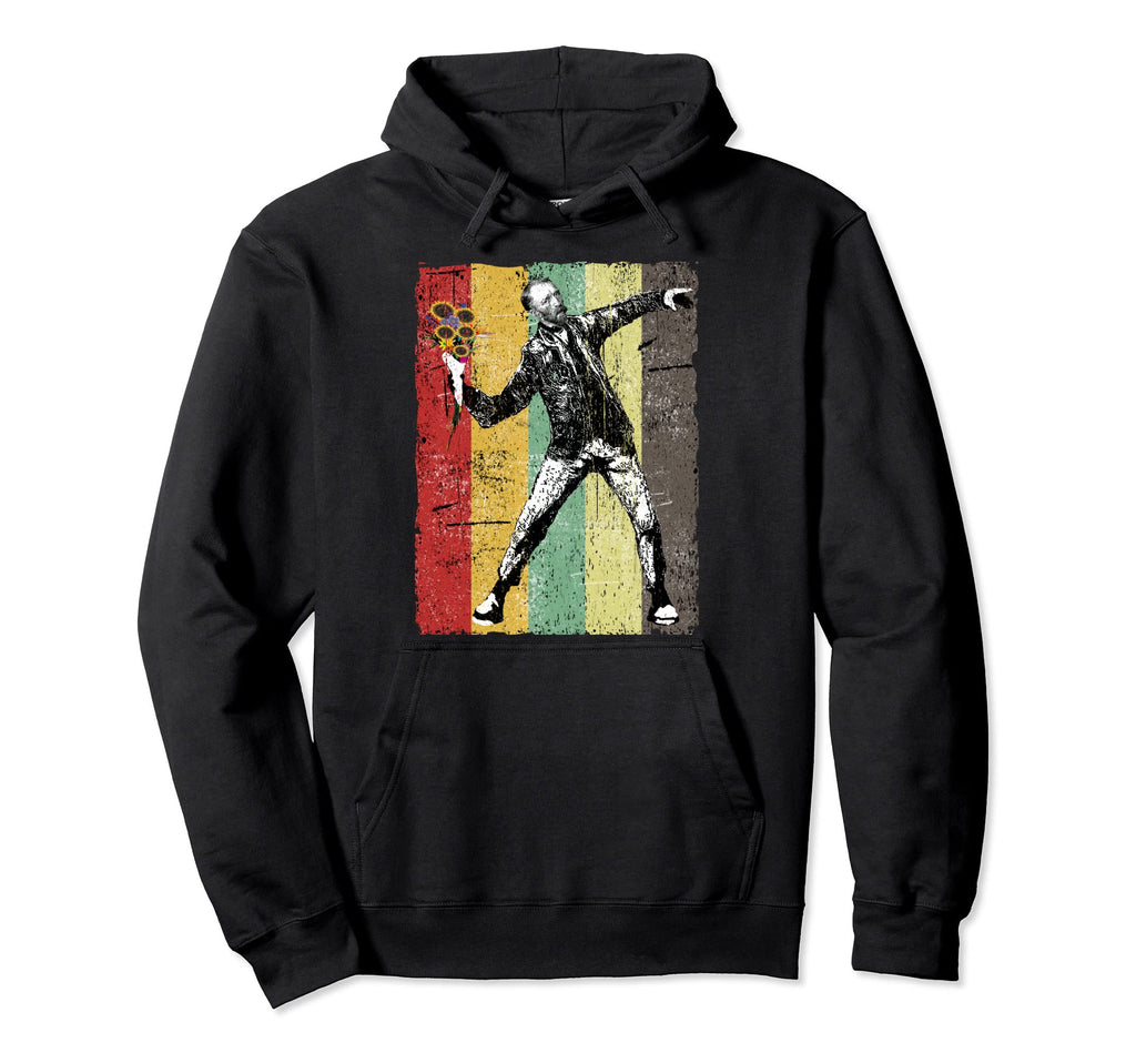 Van Gogh Flower Thrower Aesthetic Distressed Hoodie - Graphic Print Unisex - T-Shirt, Sweatshirt, Hoodie