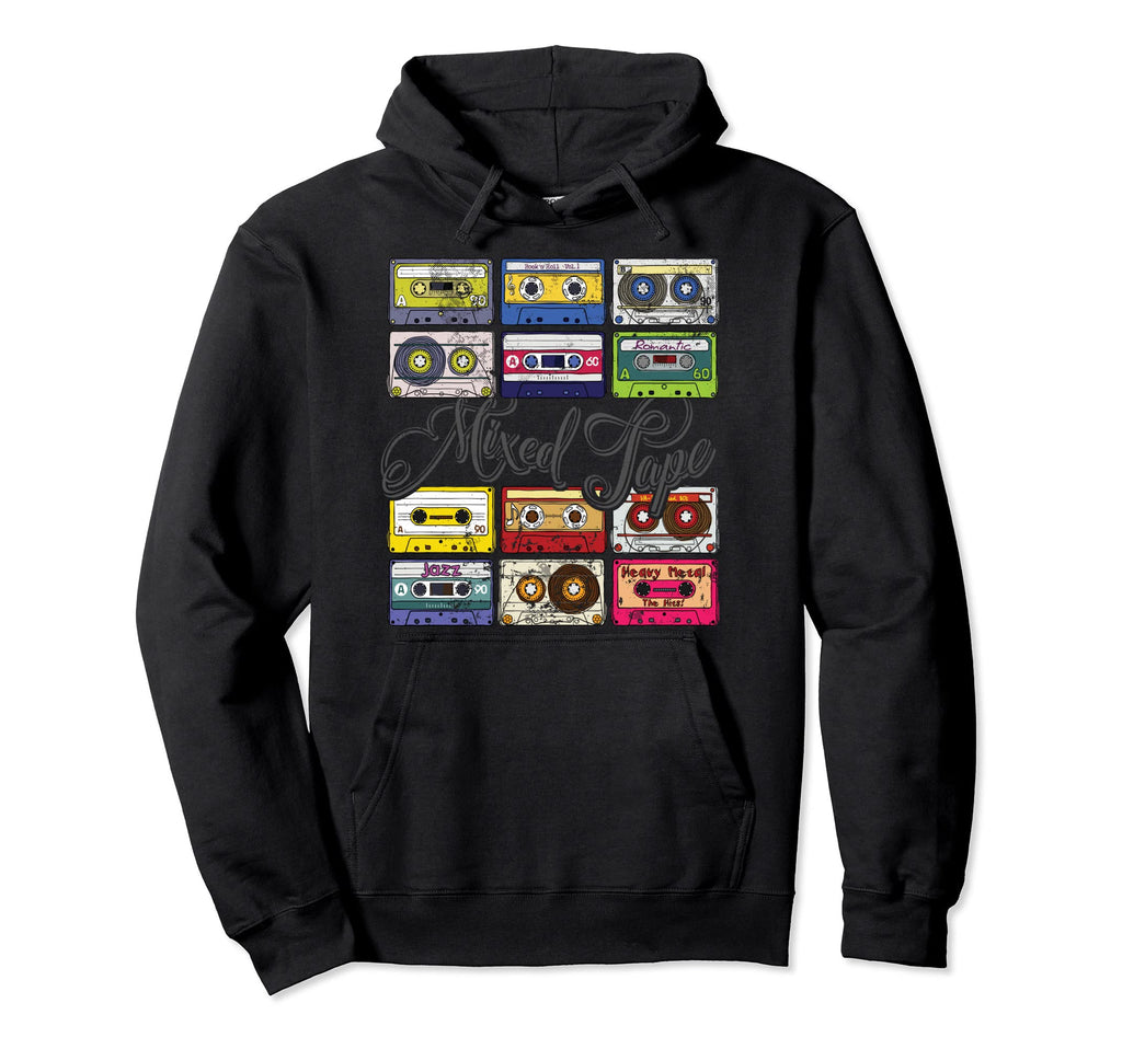 Mixed Tape 80S Cassette Tapes Hoodie - Novelty Apparel for Adults - T-Shirt, Sweatshirt, Hoodie