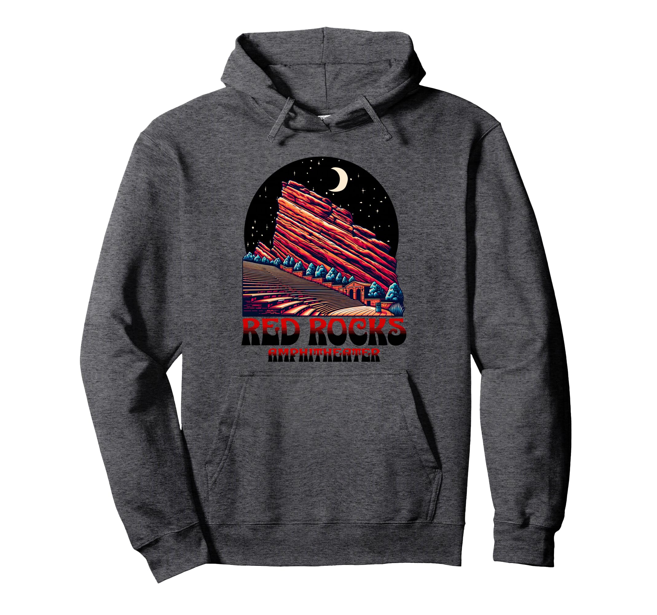 Red Rocks Amphitheater Moon Morrison Hoodie - Custom Art Print for Adults - T-Shirt, Sweatshirt, Hoodie