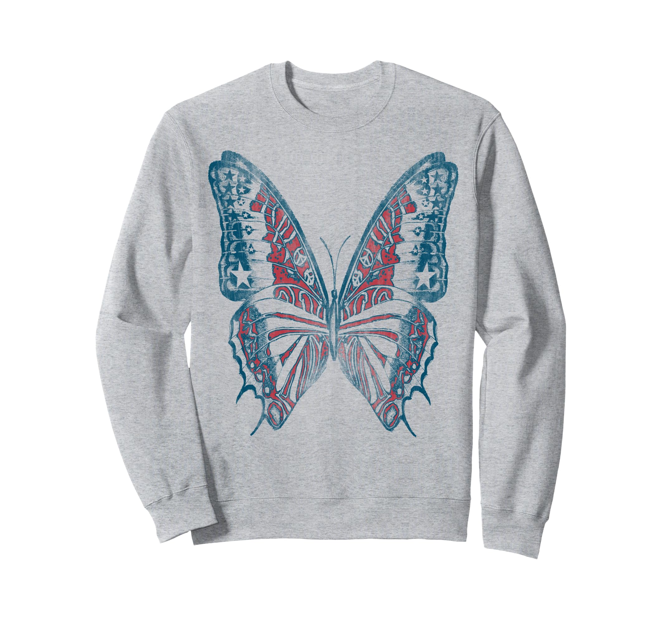 American Butterfly Distressed Sweatshirt - Minimalist Print Unisex - T-Shirt, Sweatshirt, Hoodie