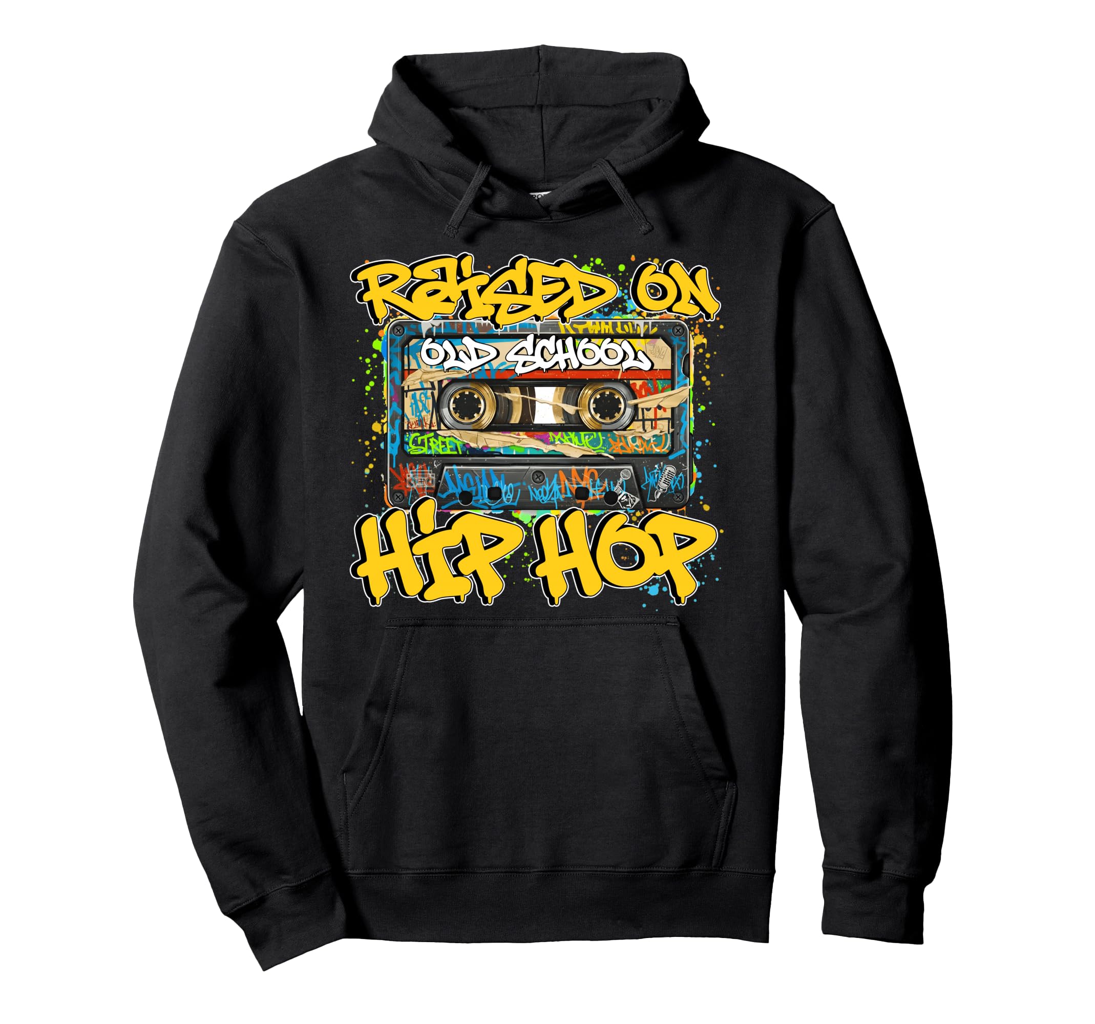 Raised 80S 90S Old School Hip Hop Hoodie - Graphic Print for Adults - T-Shirt, Sweatshirt, Hoodie