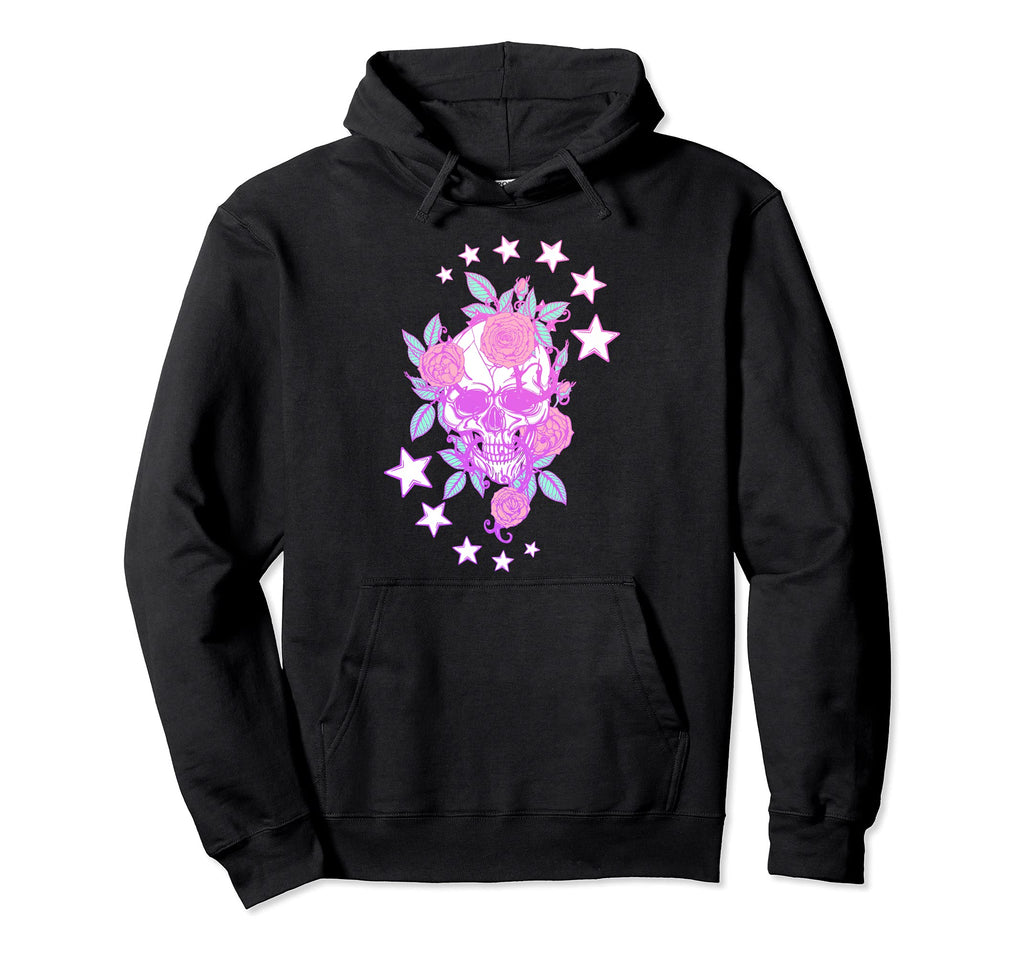 Pastel Gothic Skull Roses Aesthetic Hoodie - Novelty Apparel for Adults - T-Shirt, Sweatshirt, Hoodie