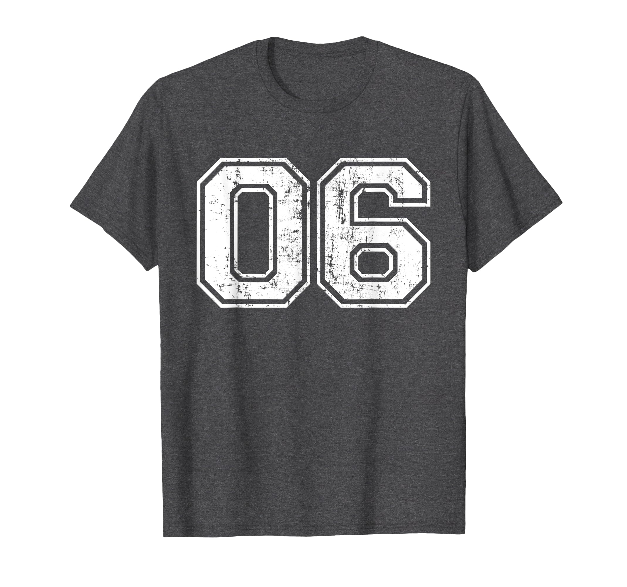 Number 06 Six Varsity Distressed T-Shirt - Novelty Apparel for Adults - T-Shirt, Sweatshirt, Hoodie