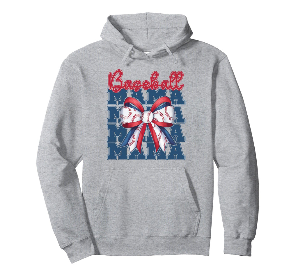 Baseball Mama Coquette Bow Sport Mom Hoodie - Novelty Apparel Unisex - T-Shirt, Sweatshirt, Hoodie