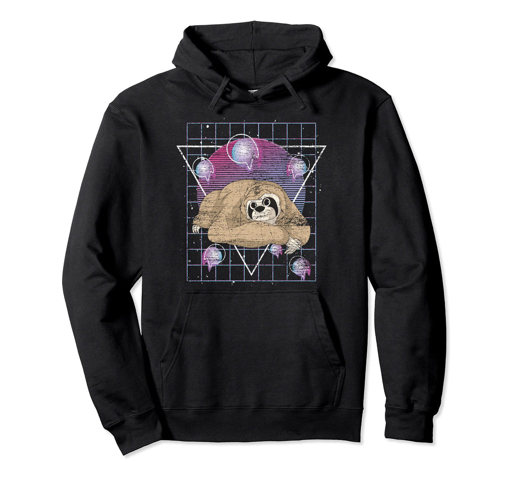 Sloth 80S Art Synthwave Wildlife Hoodie - Streetwear Style for Adults - T-Shirt, Sweatshirt, Hoodie
