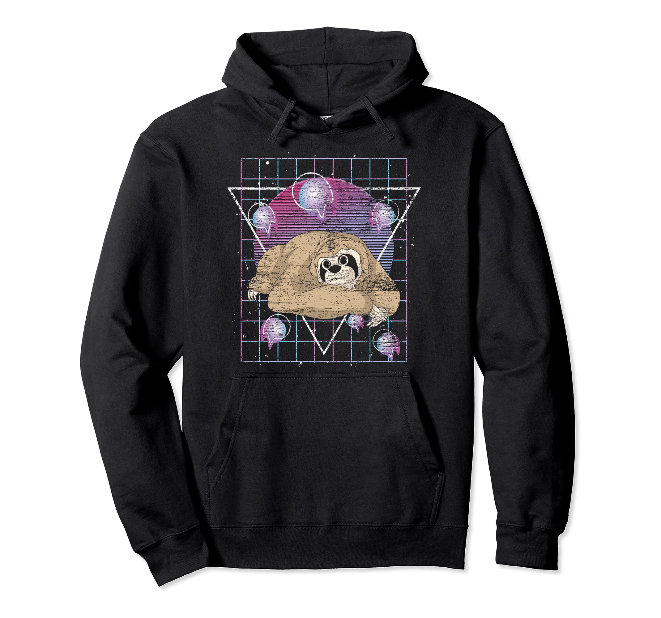 Sloth 80S Art Synthwave Wildlife Hoodie - Streetwear Style for Adults - T-Shirt, Sweatshirt, Hoodie