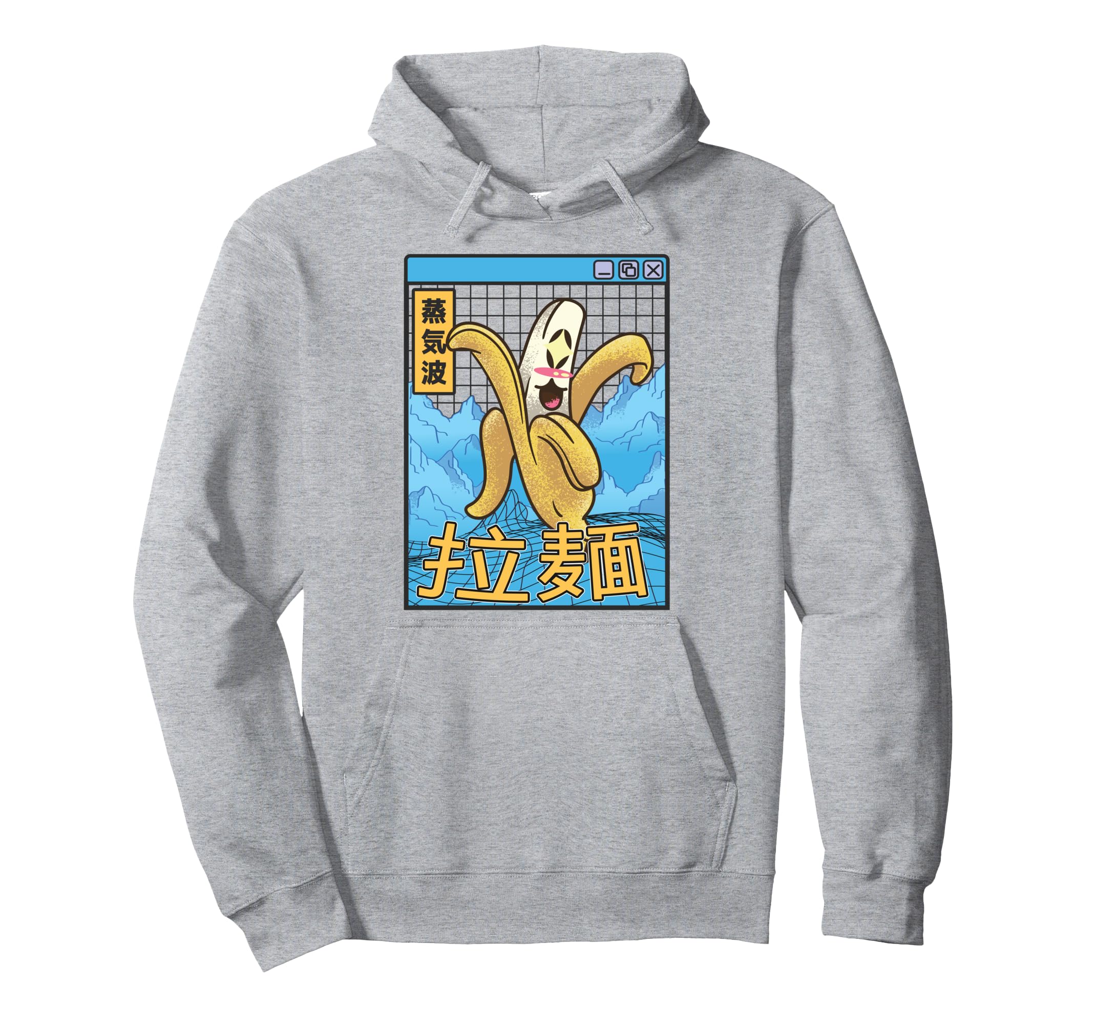 Japan Banana Kawaii Grid Vaporwave Hoodie - Aesthetic Graphic Men Women - T-Shirt, Sweatshirt, Hoodie