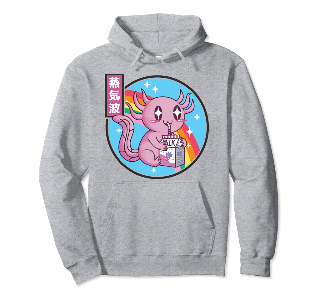 Axolotl Drinking Strawberry Milk Hoodie - Custom Art Print for Adults - T-Shirt, Sweatshirt, Hoodie