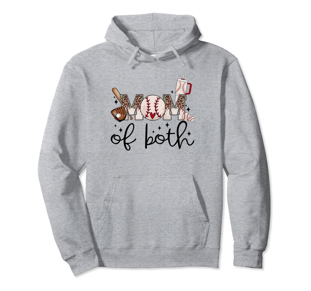 Mom Both Softball Baseball Mama Moms Hoodie - Fun Novelty Design Men Women - T-Shirt, Sweatshirt, Hoodie