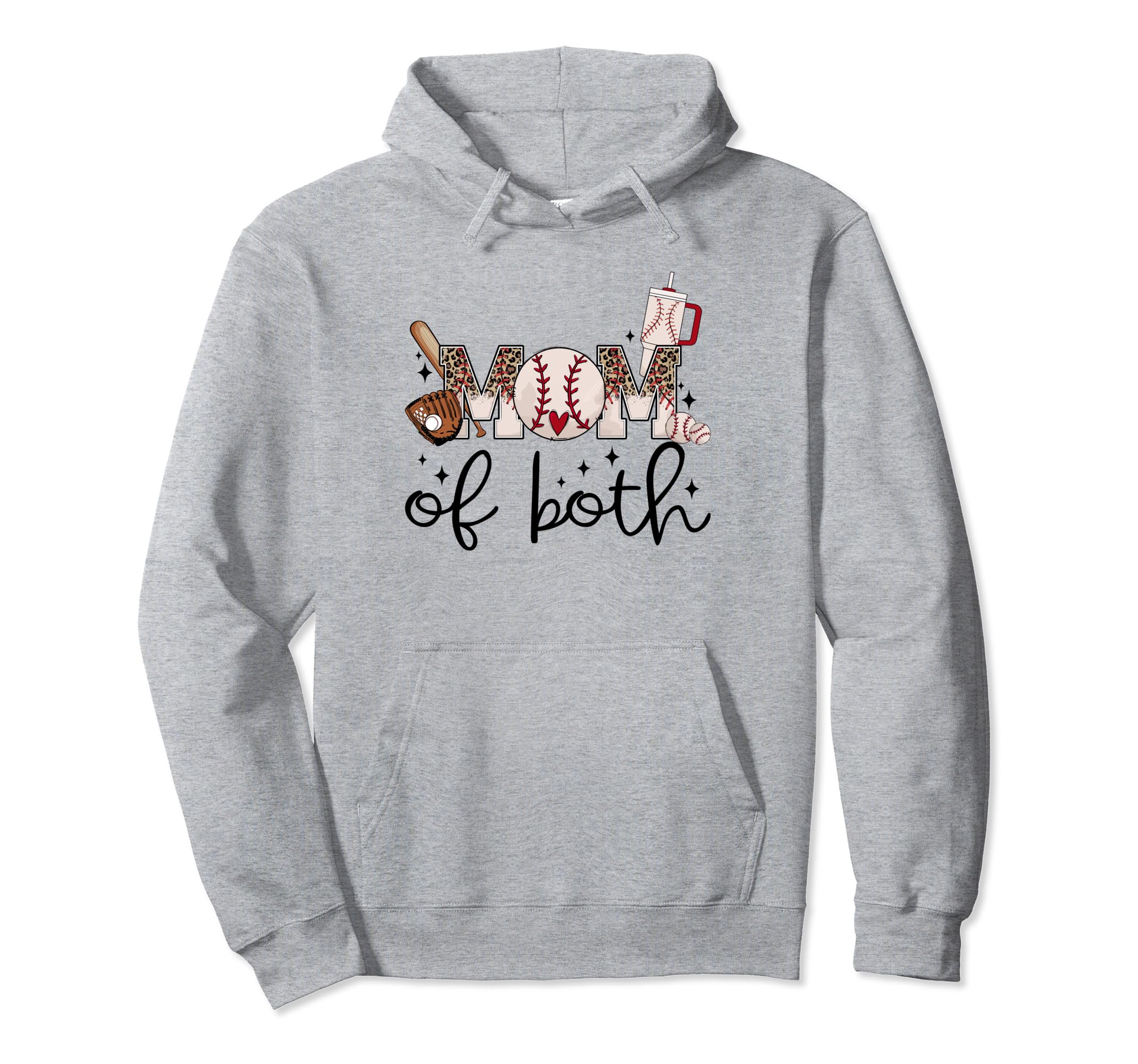 Mom Both Softball Baseball Mama Moms Hoodie - Fun Novelty Design Men Women - T-Shirt, Sweatshirt, Hoodie