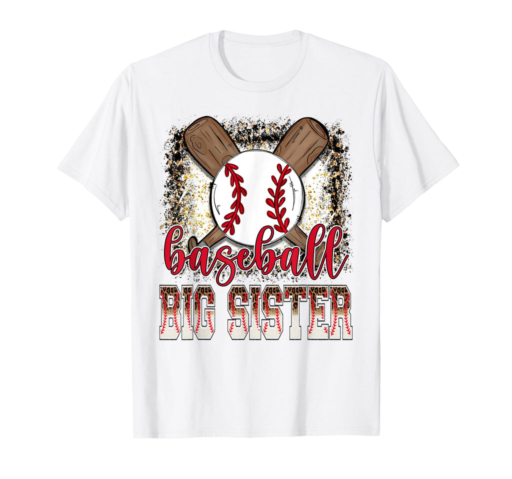 Baseball Big Sister Leopard Proud T-Shirt - Aesthetic Graphic Men Women - T-Shirt, Sweatshirt, Hoodie