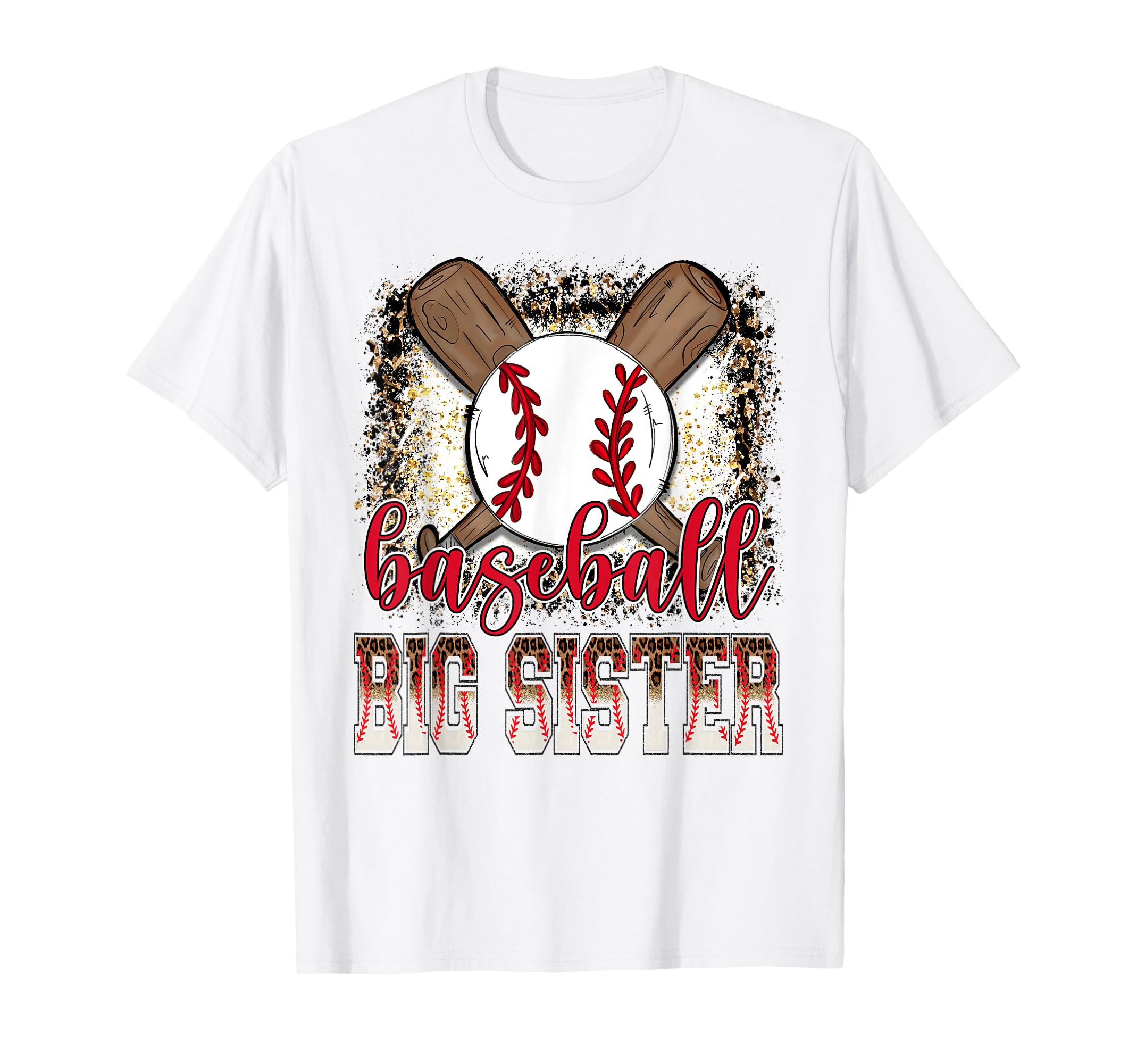 Baseball Big Sister Leopard Proud T-Shirt - Aesthetic Graphic Men Women - T-Shirt, Sweatshirt, Hoodie