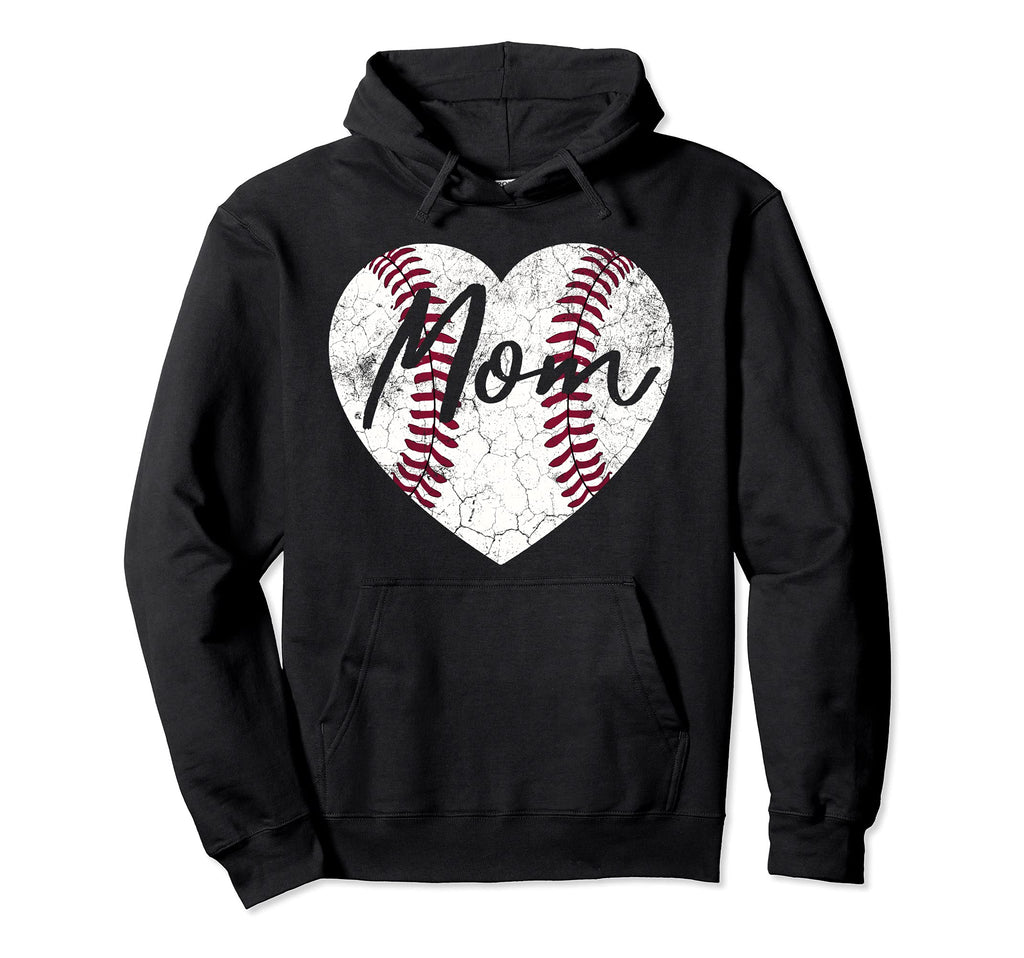 Baseball Heart Mom Softball Wife Hoodie - Casual Everyday Wear Men Women - T-Shirt, Sweatshirt, Hoodie